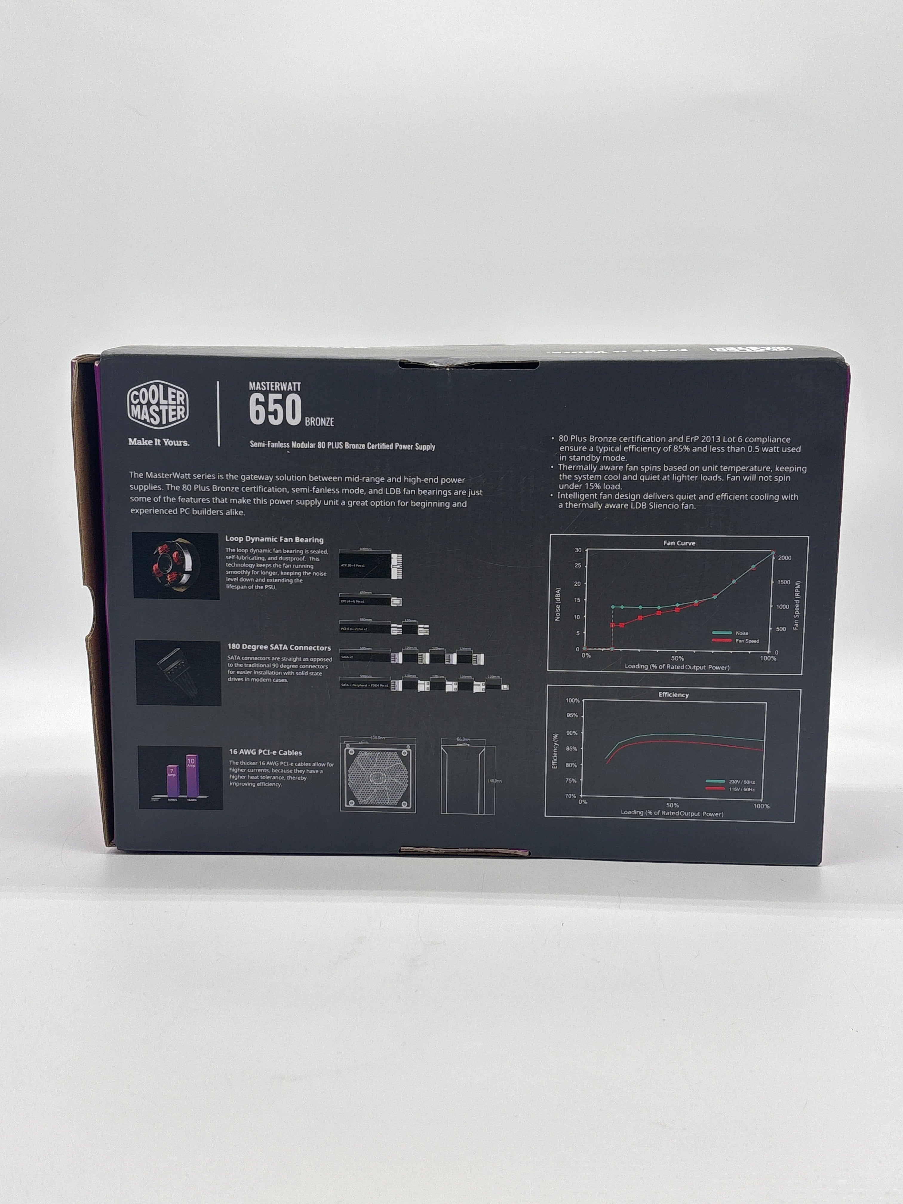 Cooler Master MasterWatt 650W Bronze ATX Power Supply Black - Used With Box