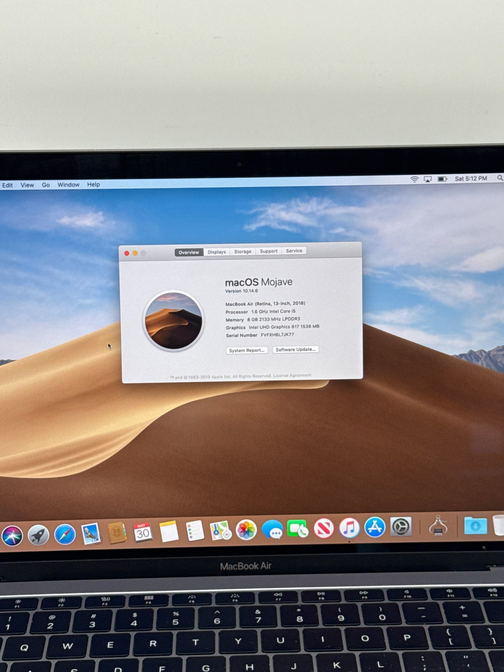 Apple MacBook Air 13" 2018 Core i5 8GB RAM 128GB SSD - Used