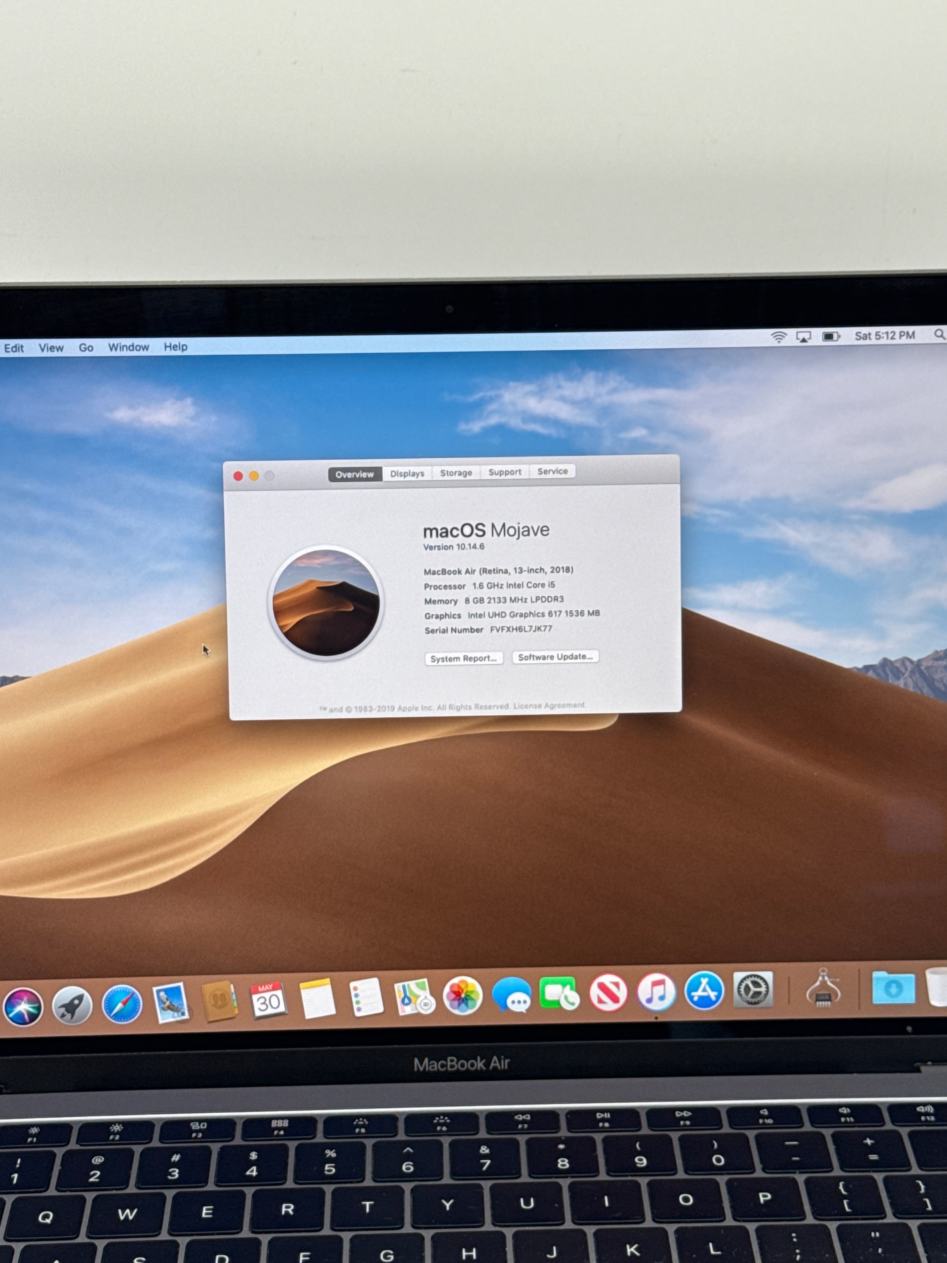 Apple MacBook Air 13" 2018 Core i5 8GB RAM 128GB SSD - Used