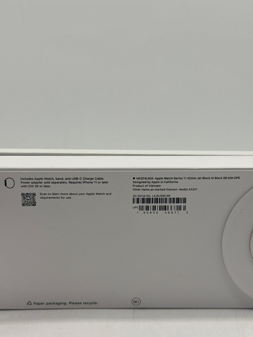 Apple Watch Series 11 42mm MEQT4LW/A GPS Aluminum Jet Black - Used With Box