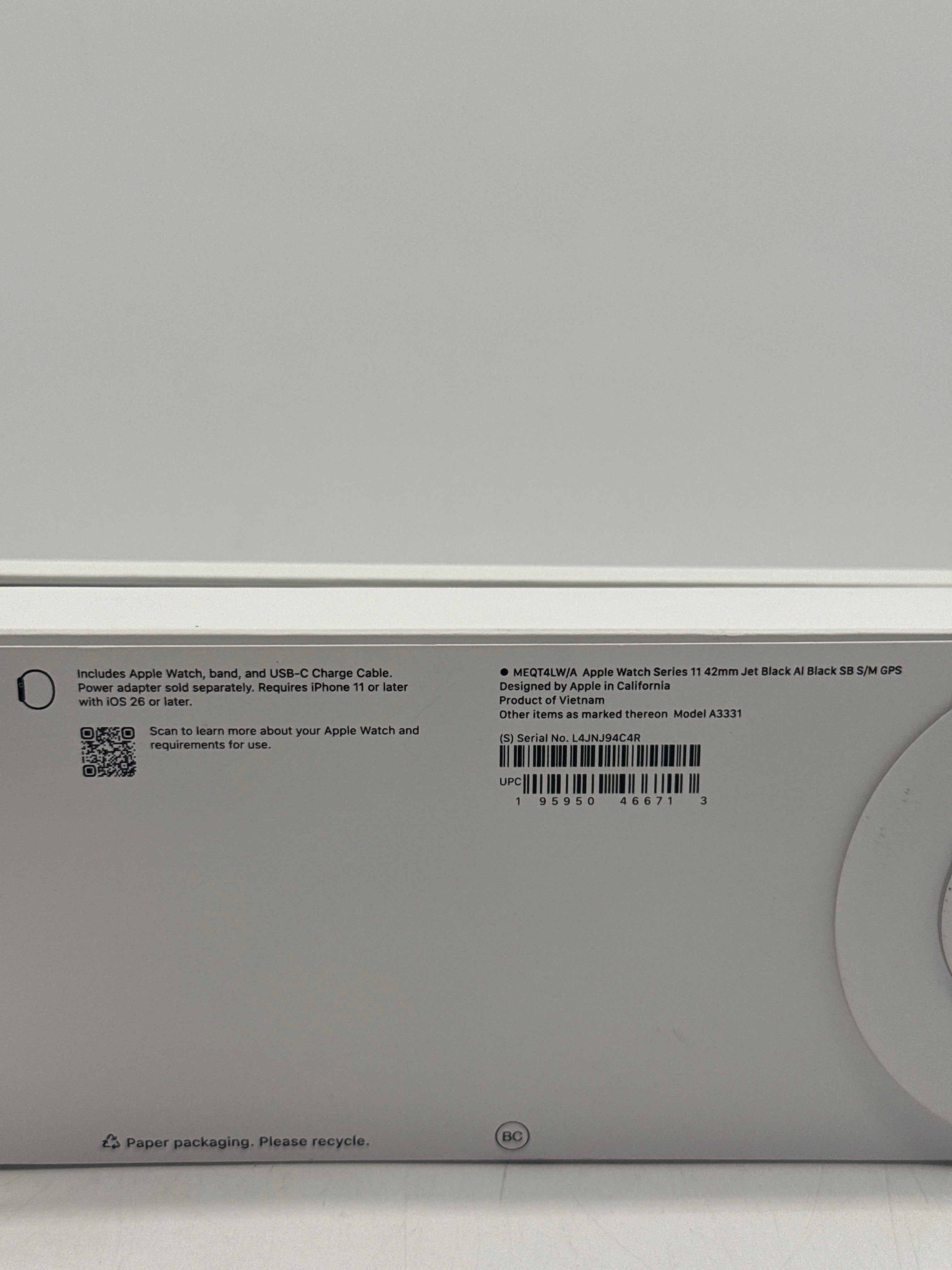 Apple Watch Series 11 42mm MEQT4LW/A GPS Aluminum Jet Black - Used With Box