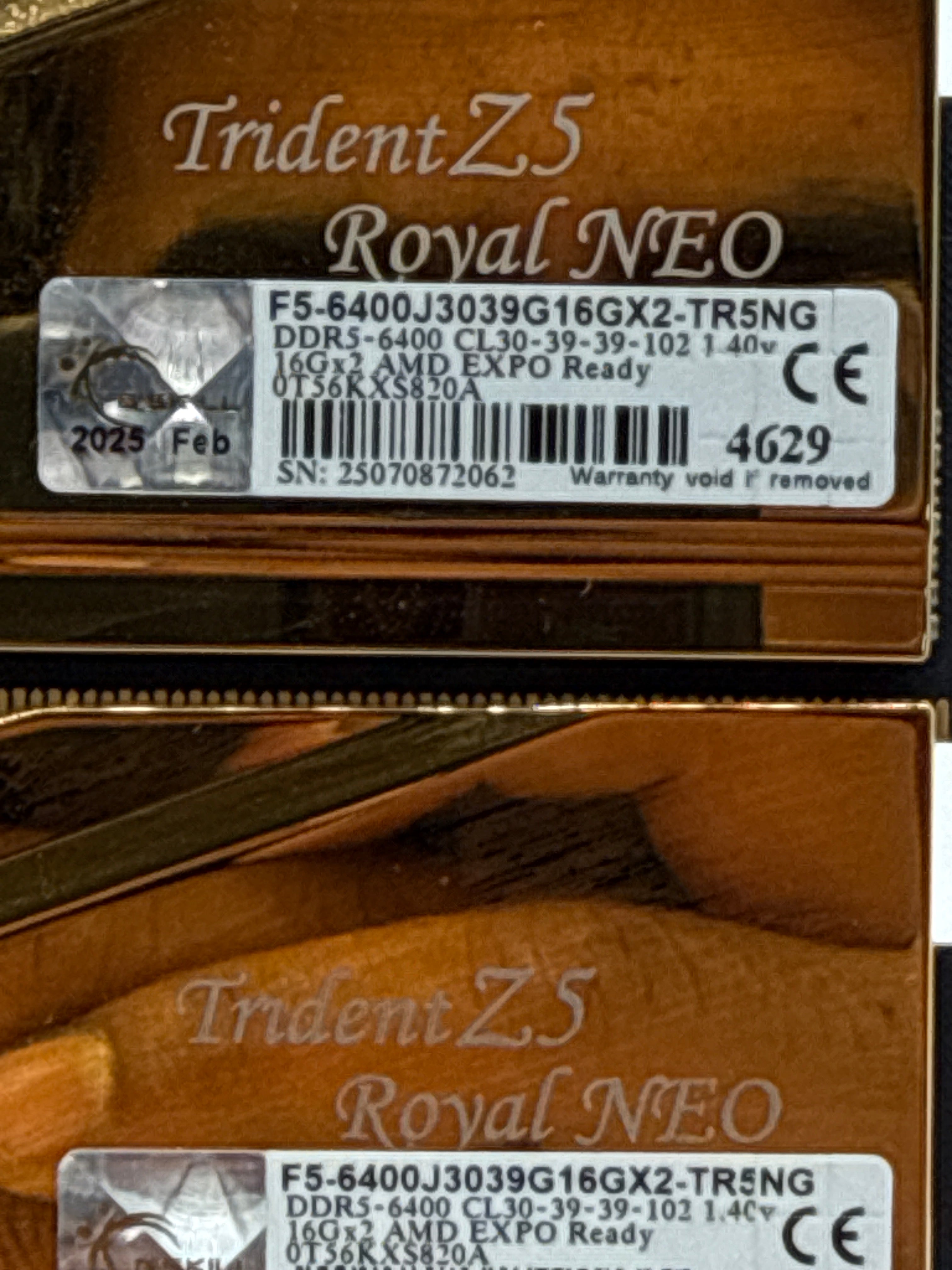 G.Skill Trident Z5 Royal Neo 32GB (2x16GB) DDR5 6400MHz CL30 Gold - Used
