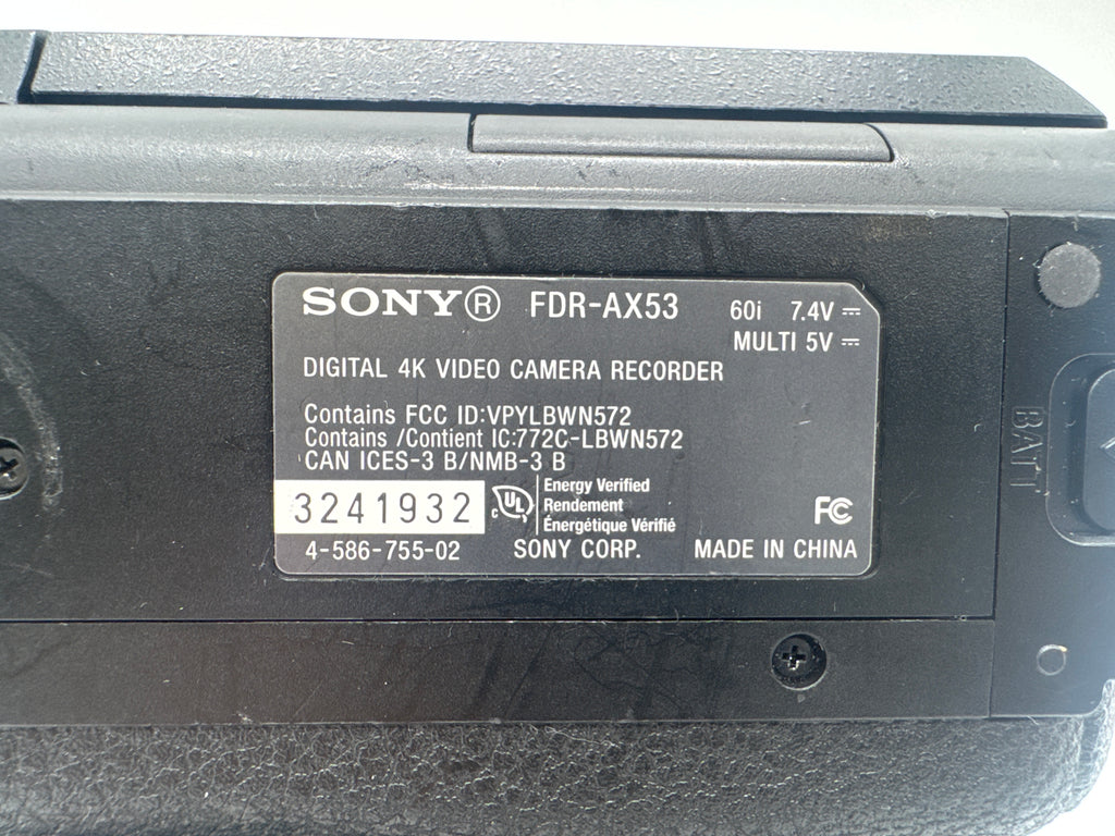 Sony Handycam FDR-AX53 4K Ultra HD Handheld Camcorder - For Parts