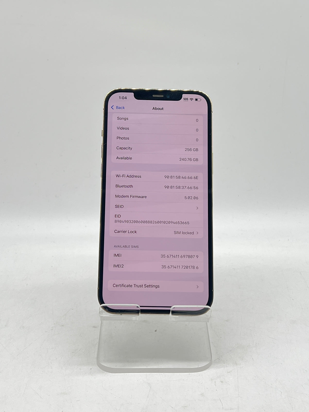 Apple iPhone 12 Pro Max 6.7" 256GB AT&T Gold Service Battery