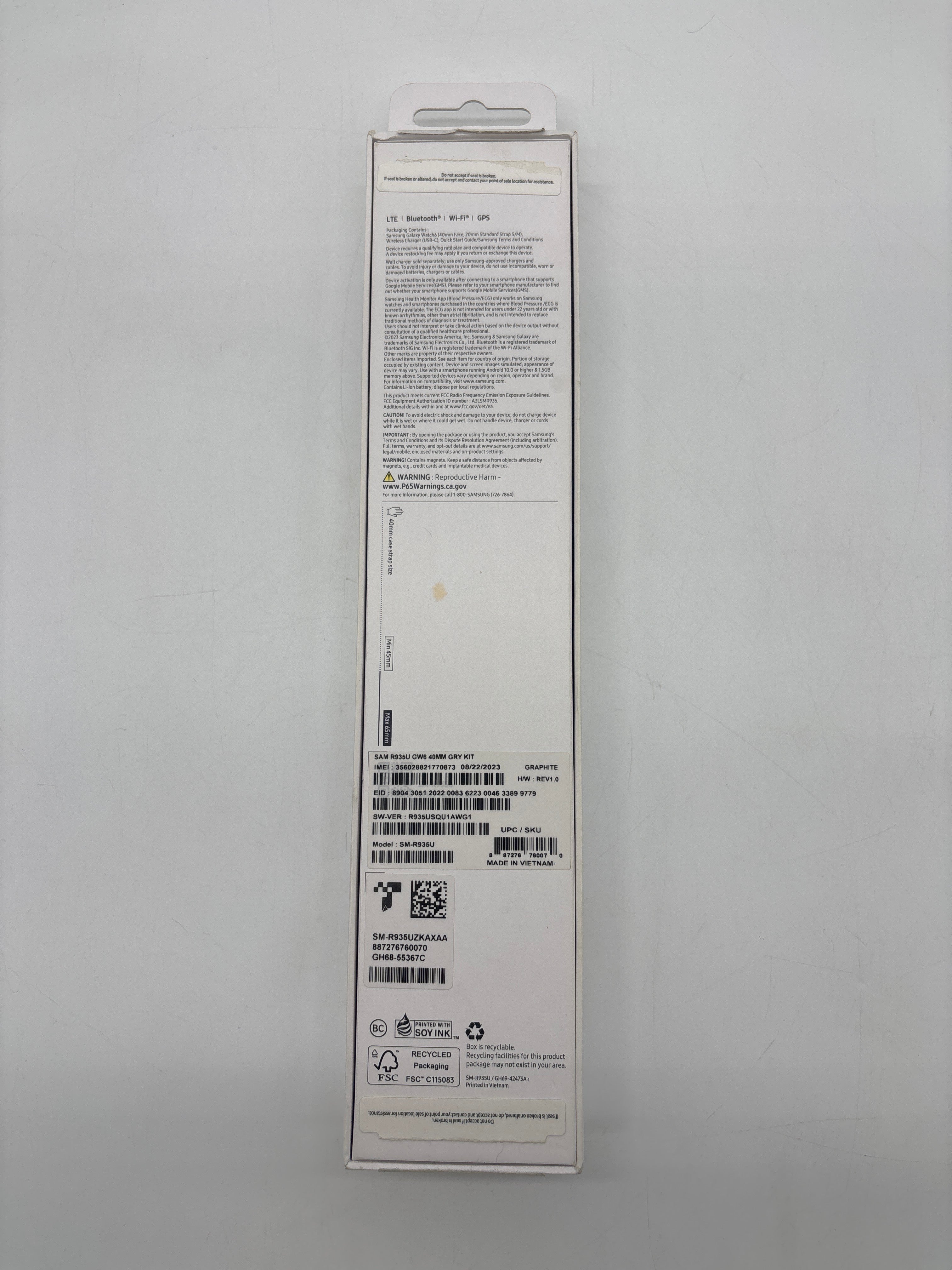 Samsung Galaxy Watch 6 SM-R95U 40mm Gray Unlocked - Used With Box