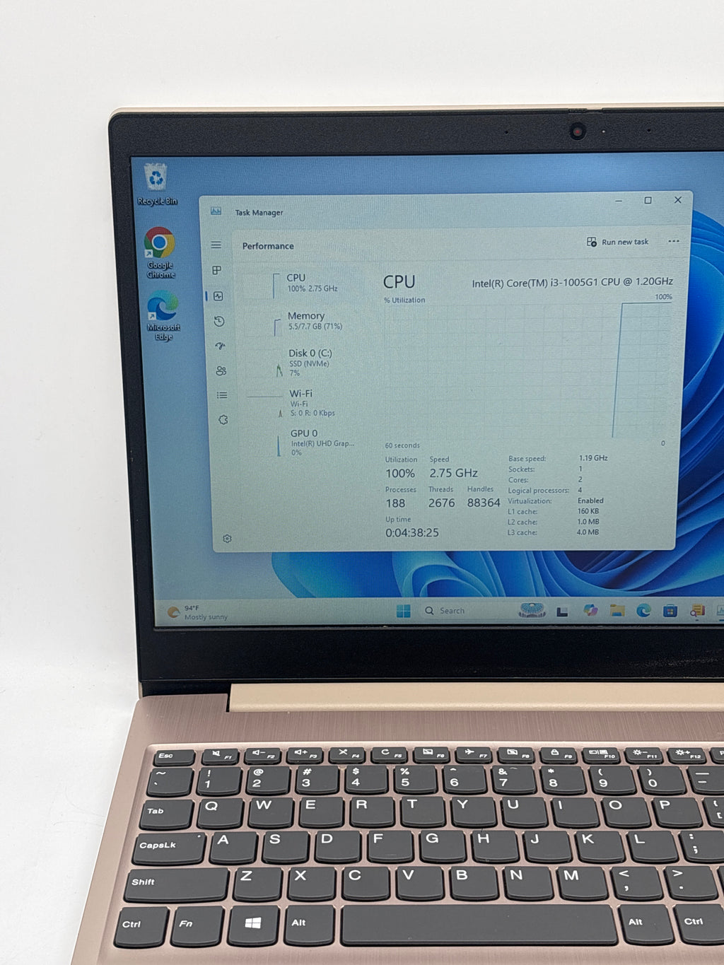Lenovo Ideapad 3 15IL05 15.6" Intel Core i3-1005G1 8GB RAM 256GB SSD - Used