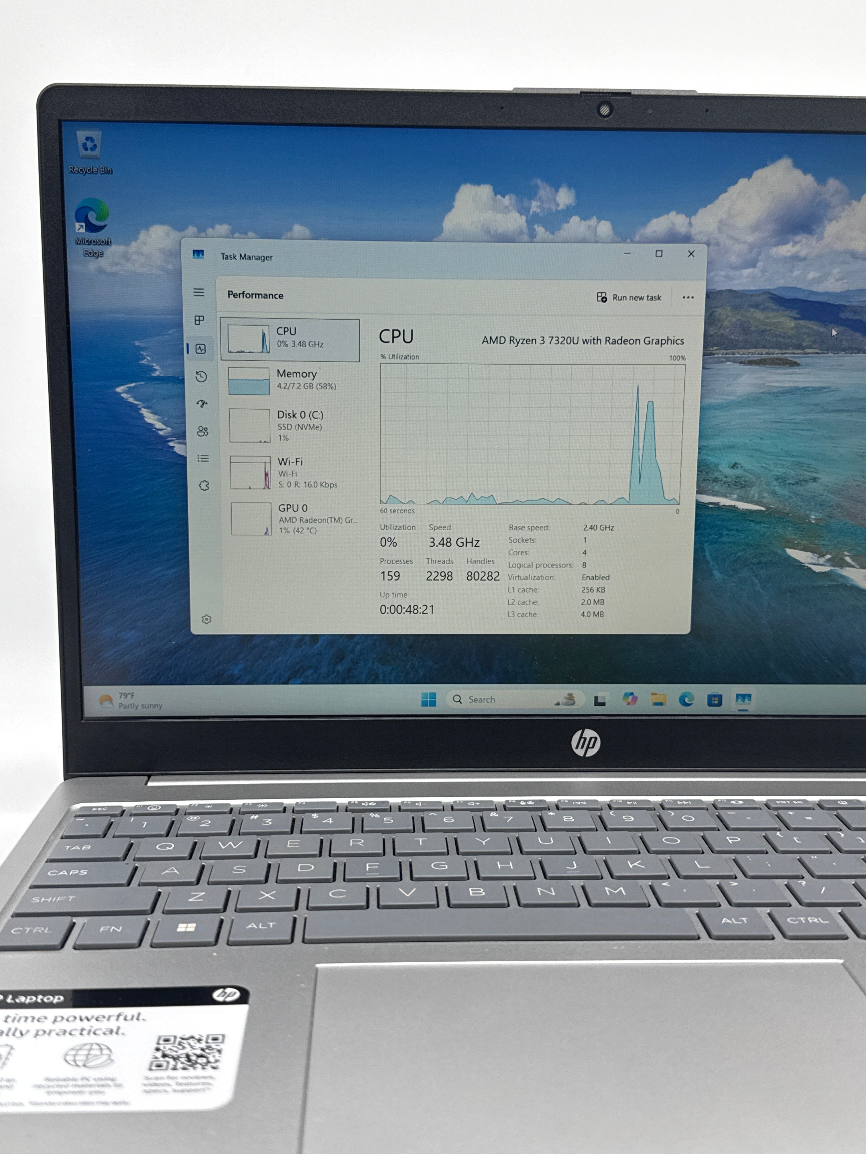 HP 15-fc0013od AMD Ryzen 3 7320U 8GB RAM 256GB SSD