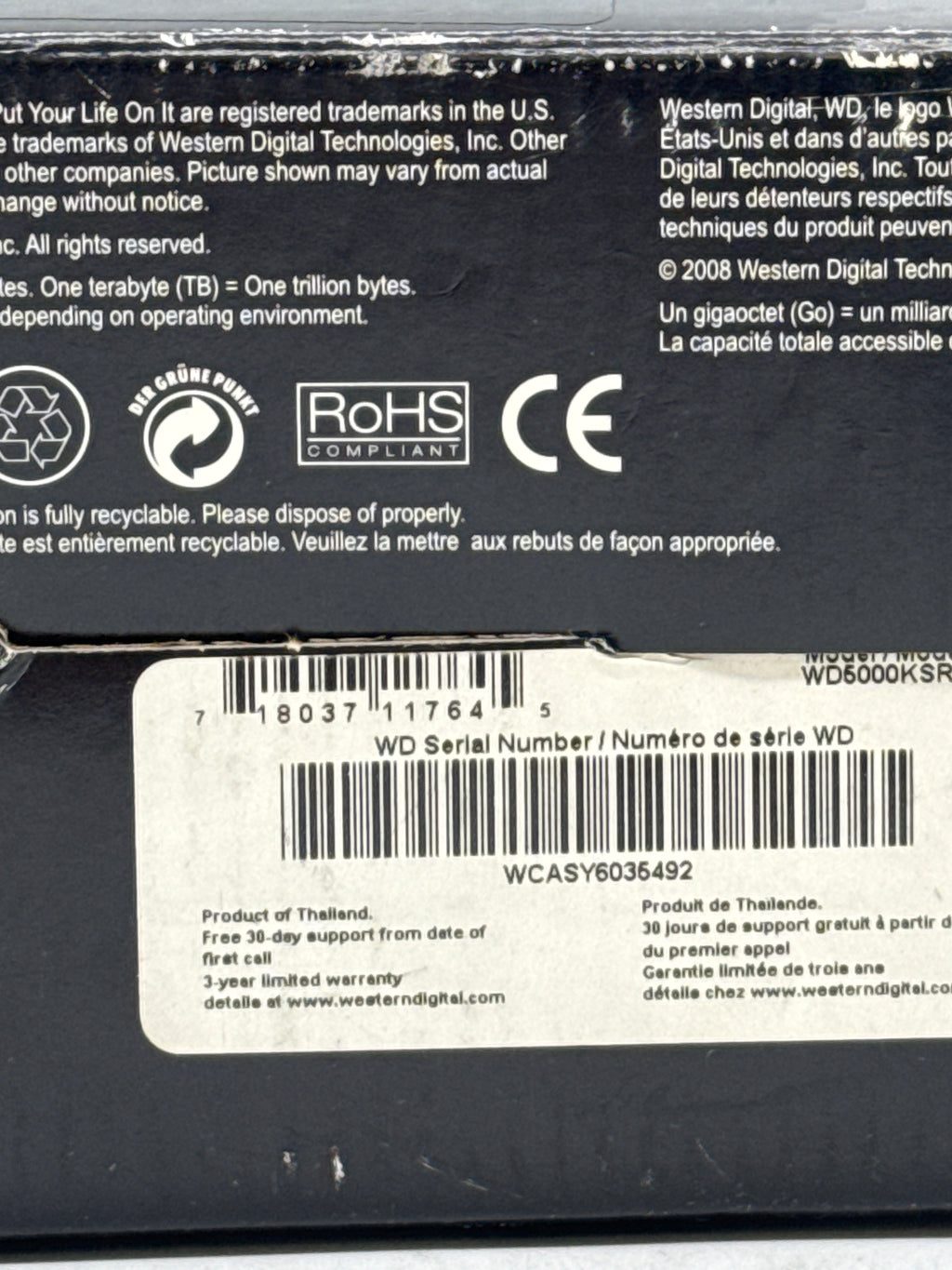 Western Digital Sata 500 GB HDD New Open Box Blue