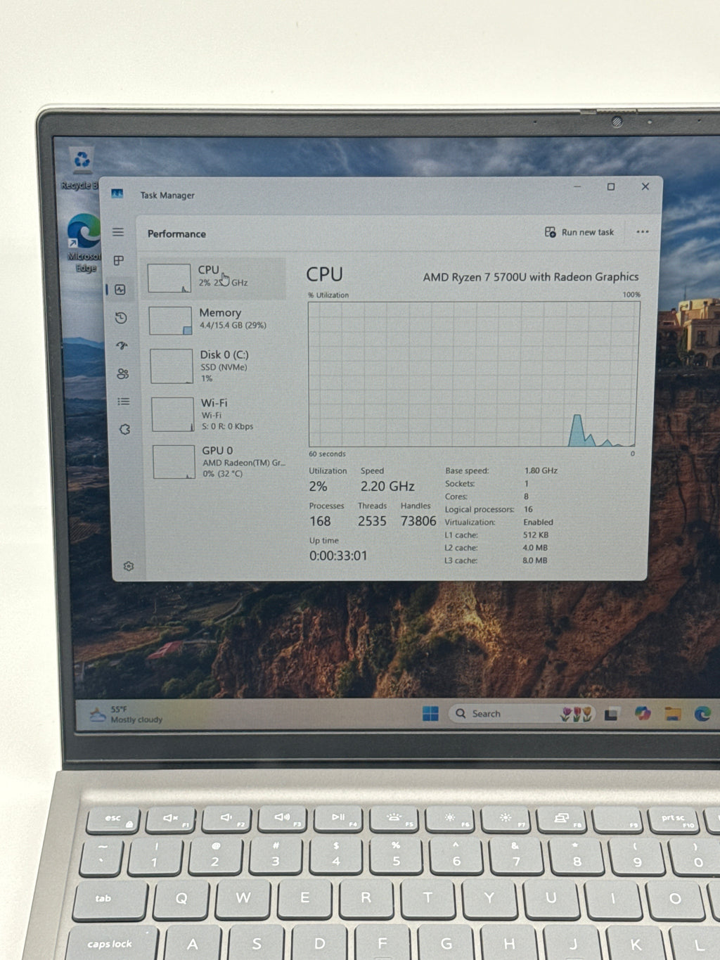 Dell Inspiron 5515 15.6" FHD AMD Ryzen 7 5700U 16GB RAM 512GB SSD Gray Used