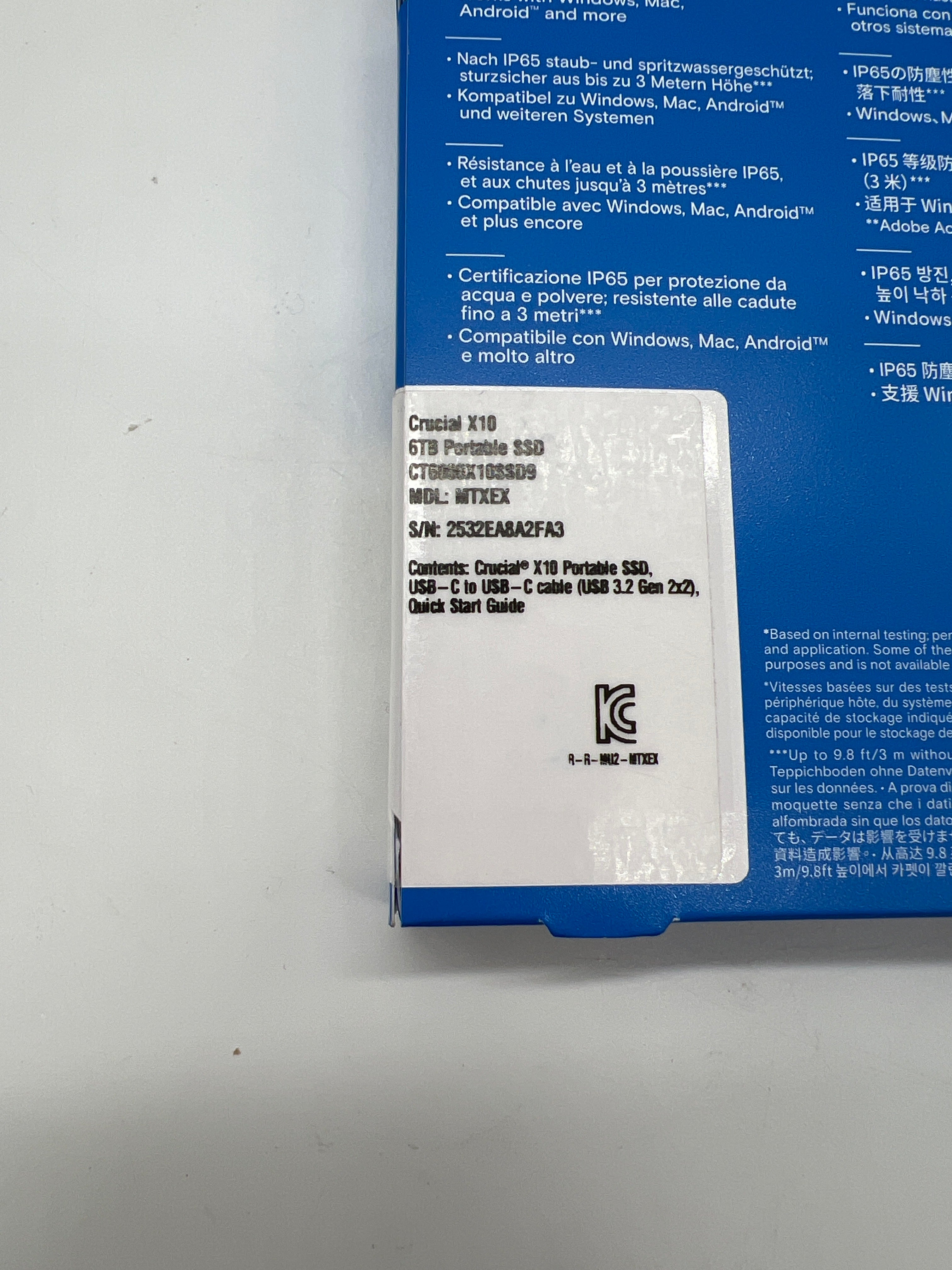 Micron Crucial X10 6TB Portable SSD USB-C 2100MB/s CT6000X10SSD9