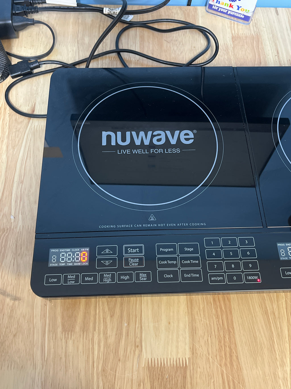 NuWave PIC Double Induction Cooktop 1800W Black Portable Electric Burner