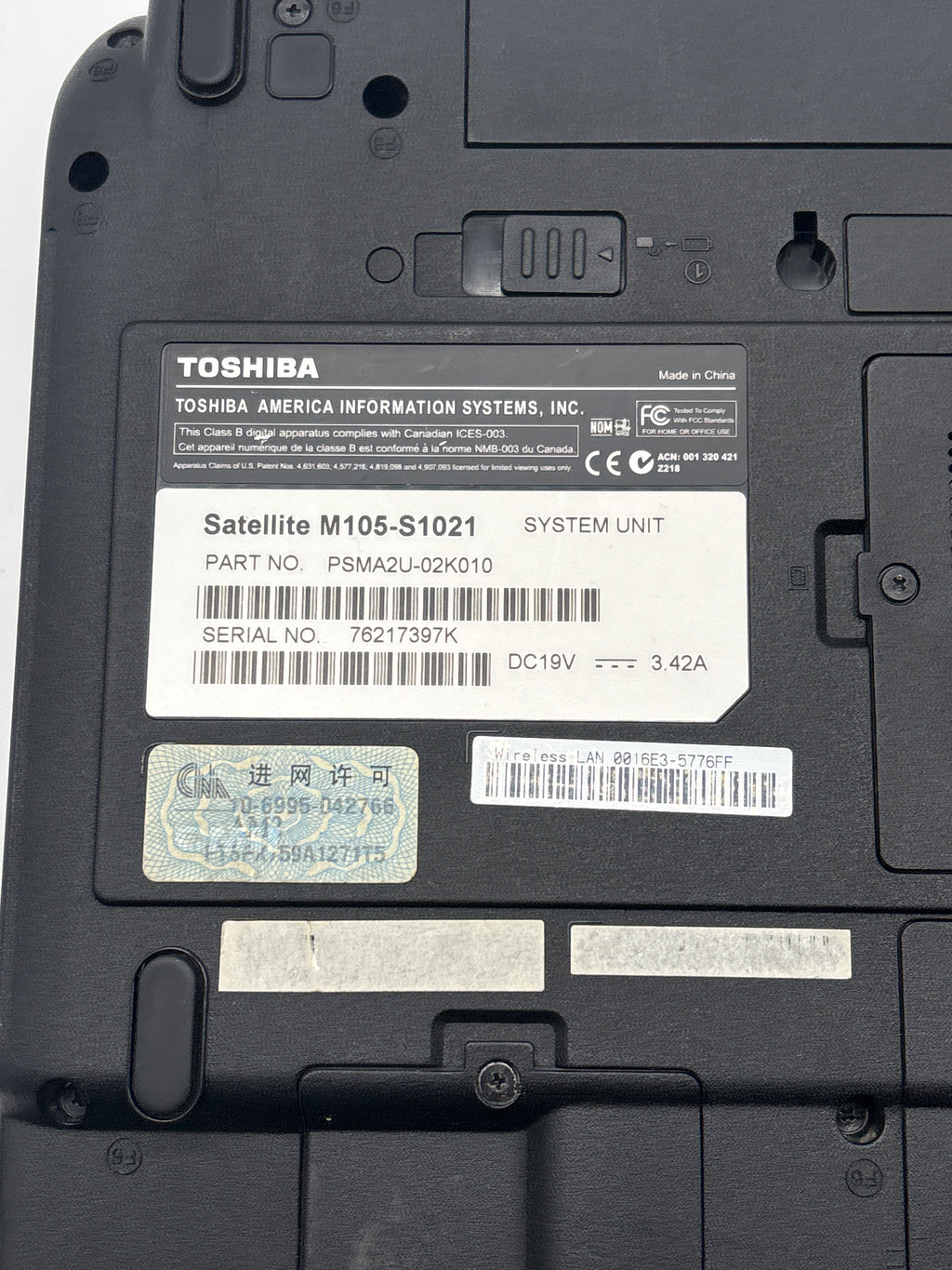 Toshiba Satellite M105-S1021 Intel Celeron 2GB RAM 80GB HDD