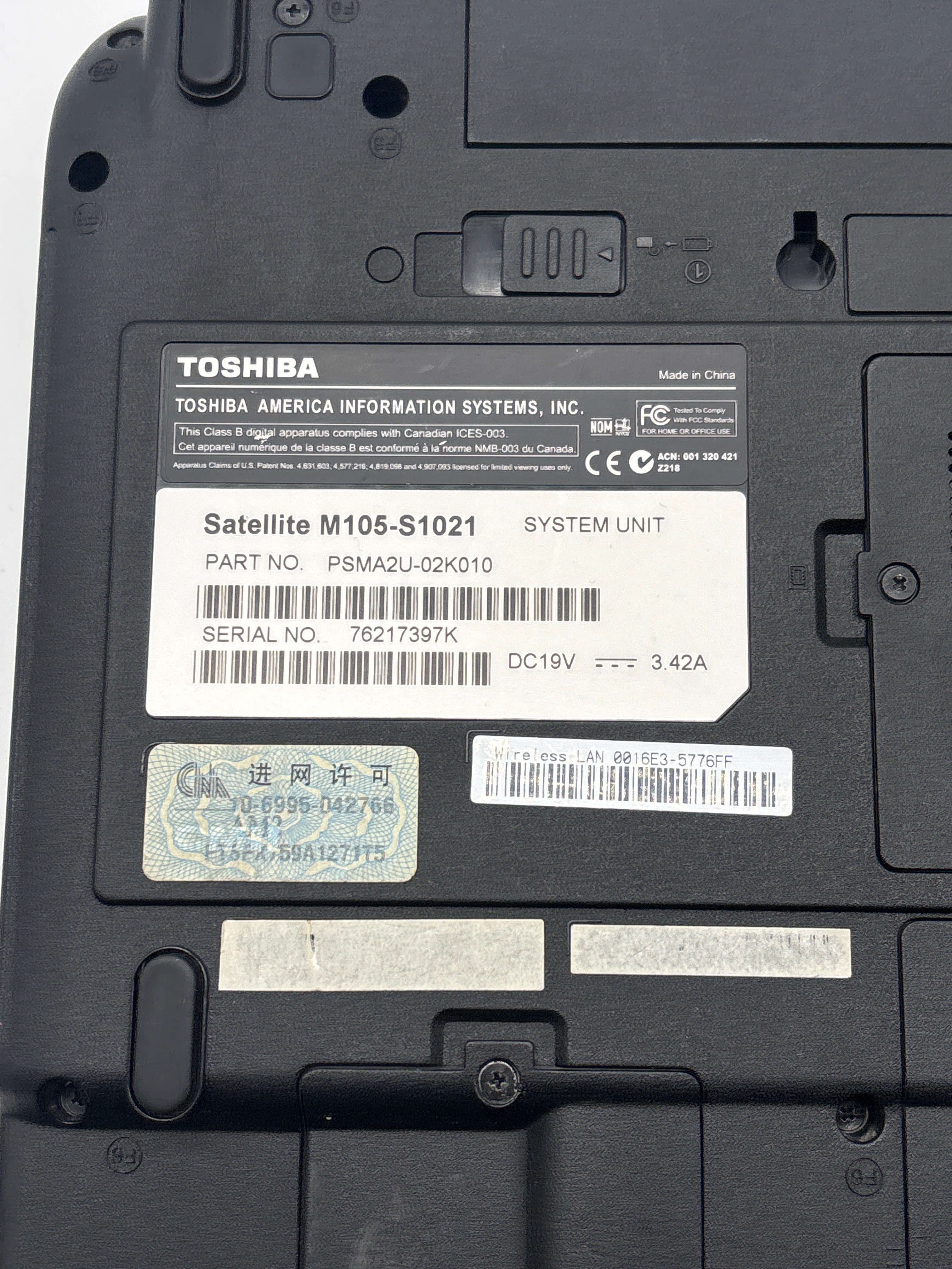 Toshiba Satellite M105-S1021 Intel Celeron 2GB RAM 80GB HDD