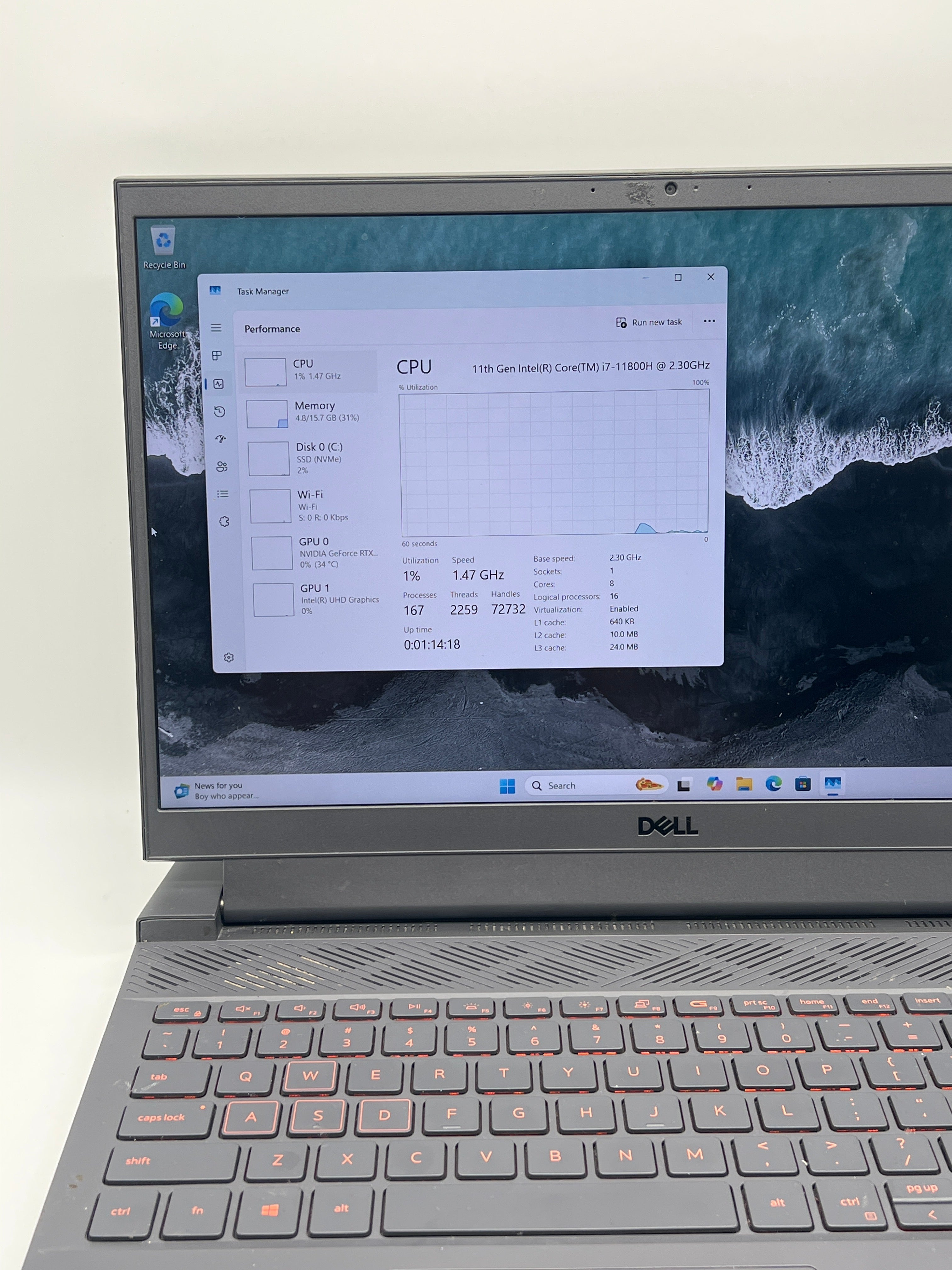 Dell G15 5511 i7-11800H 16GB RAM 512GB SSD GeForce RTX 3050 - Used