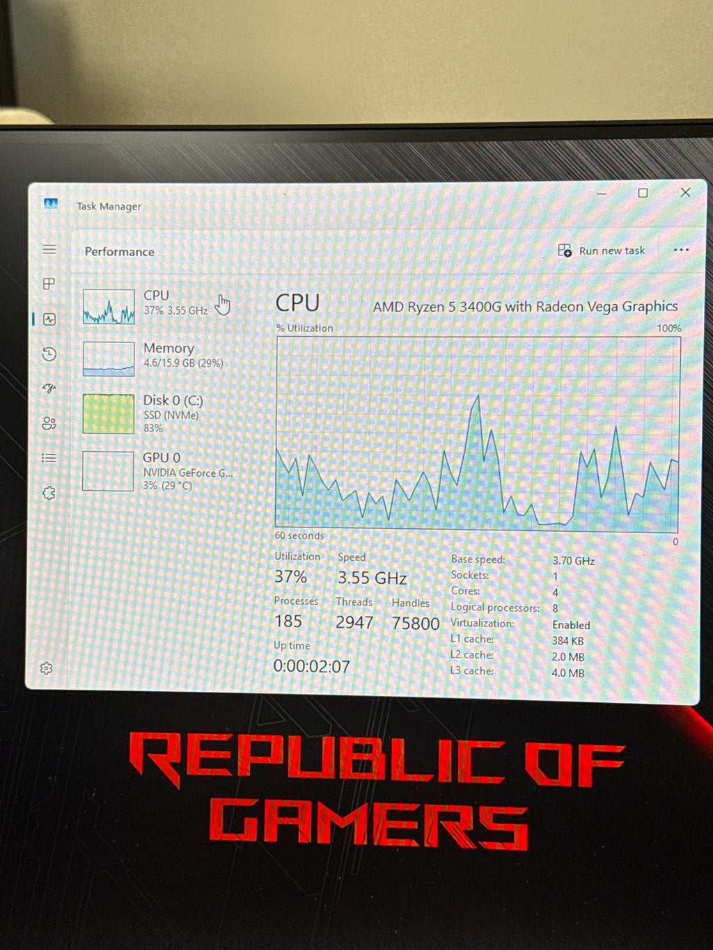 ASUS ROG Strix GL10DH Ryzen 5 3400G 16GB RAM 512GB SSD GTX 1650 Win 11 - Used
