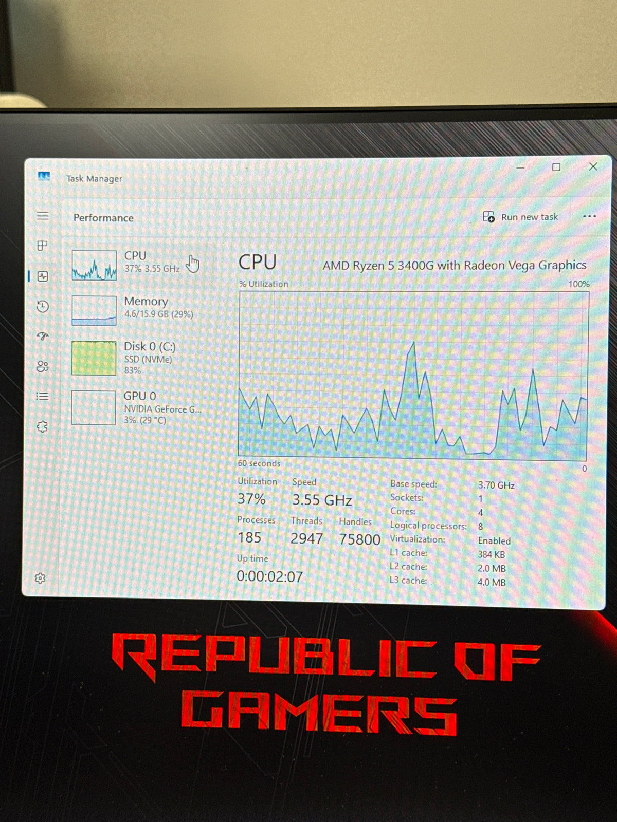 ASUS ROG Strix GL10DH Ryzen 5 3400G 16GB RAM 512GB SSD GTX 1650 Win 11 - Used