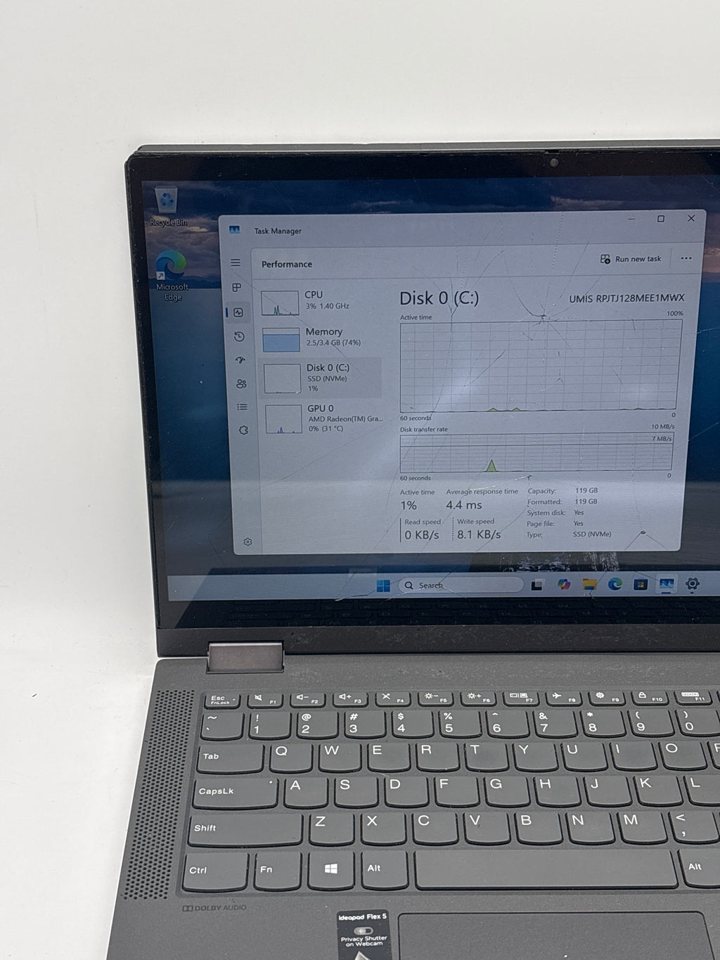 Lenovo Ideapad Flex 5 Ryzen 3 4300U 4GB RAM 128GB SSD - For Parts (Read DESC)