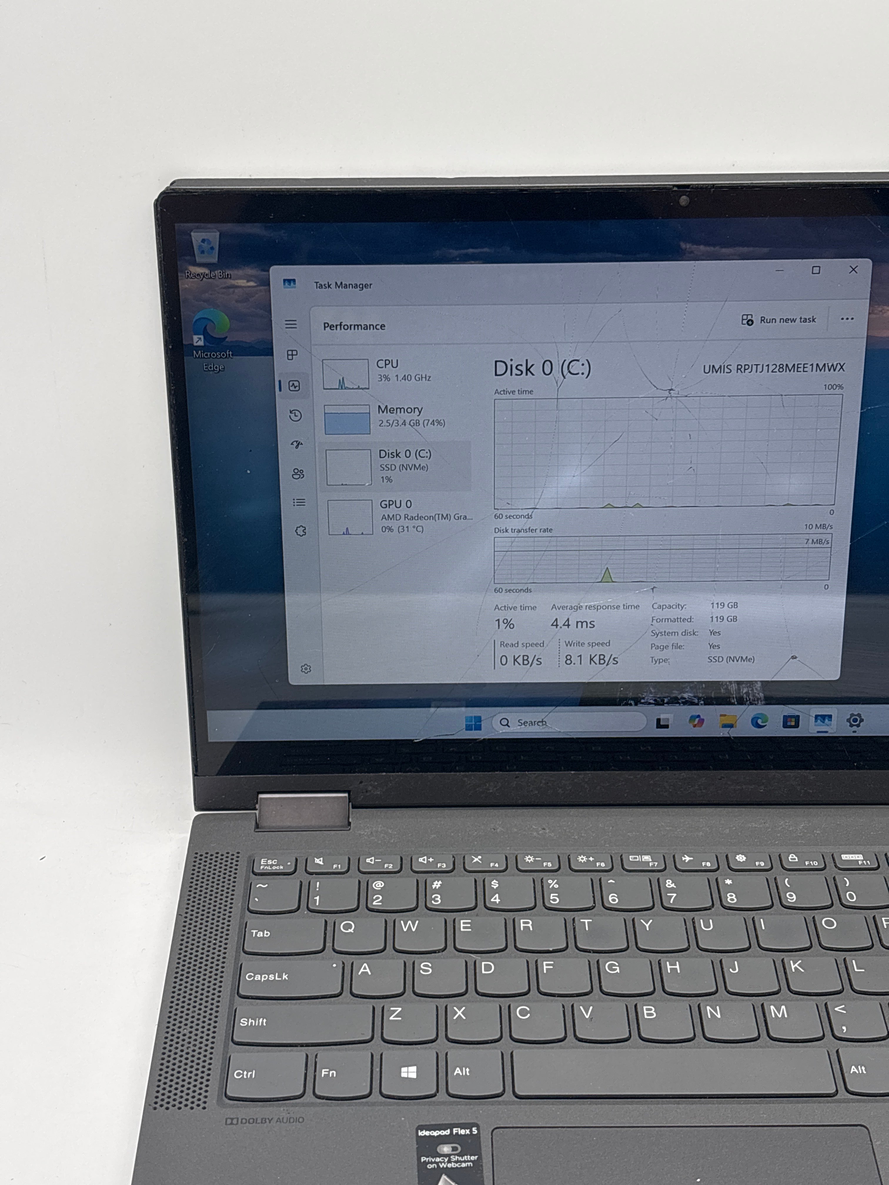 Lenovo Ideapad Flex 5 Ryzen 3 4300U 4GB RAM 128GB SSD - For Parts (Read DESC)