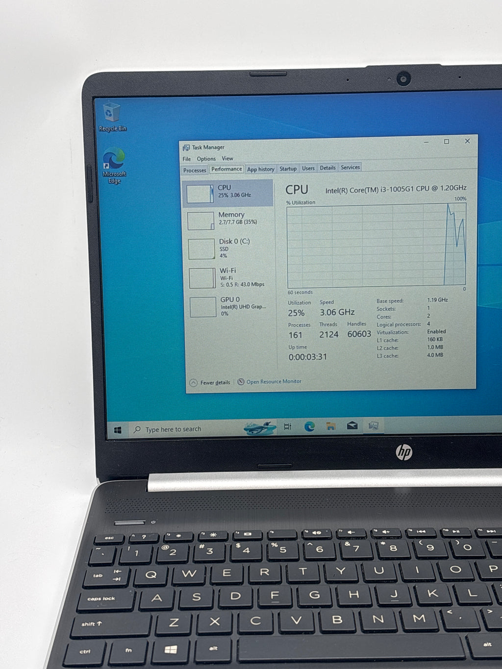 HP 15-dy1073nr i3-1005G1 8GB RAM 256GB SSD