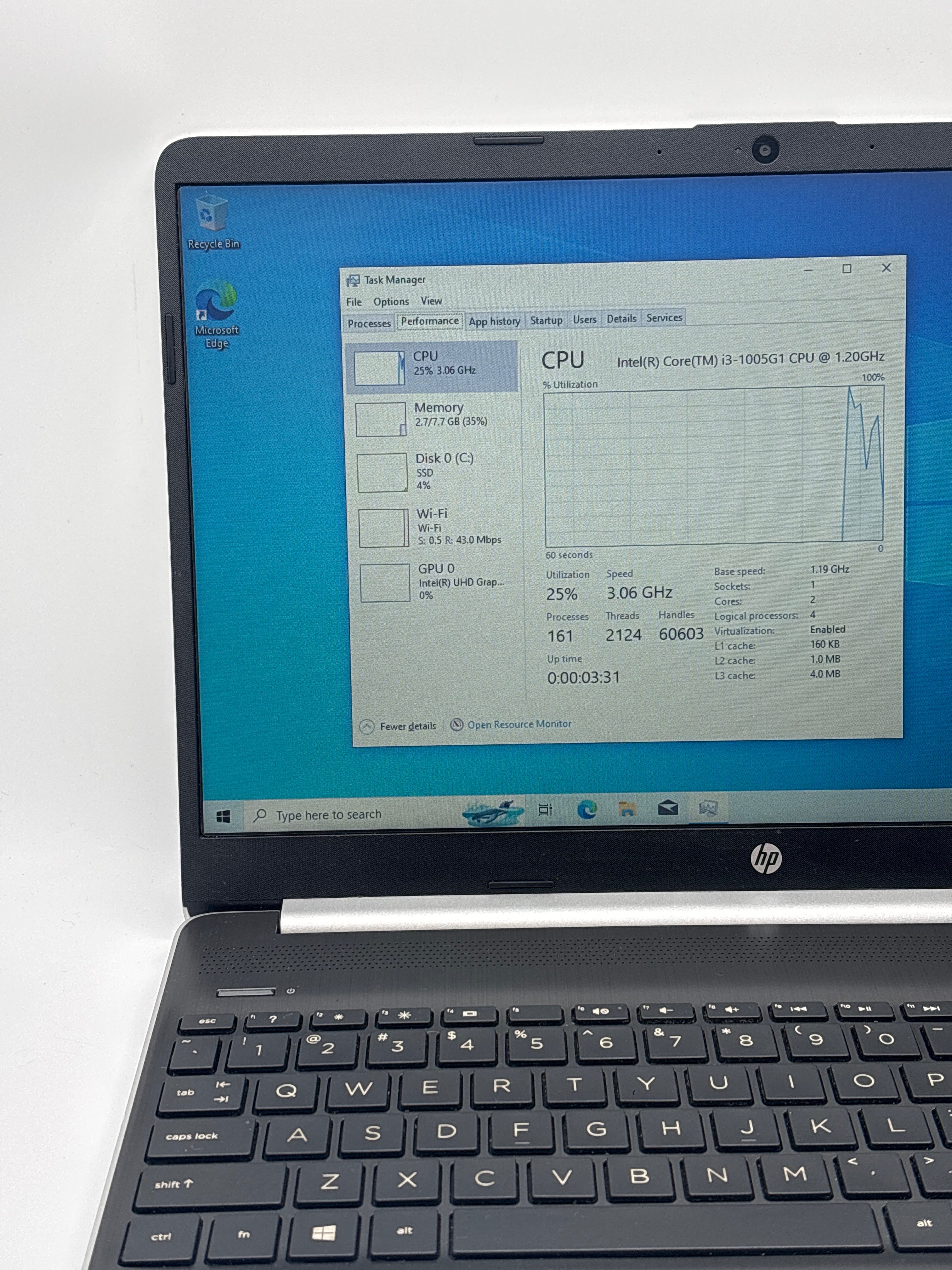HP 15-dy1073nr i3-1005G1 8GB RAM 256GB SSD