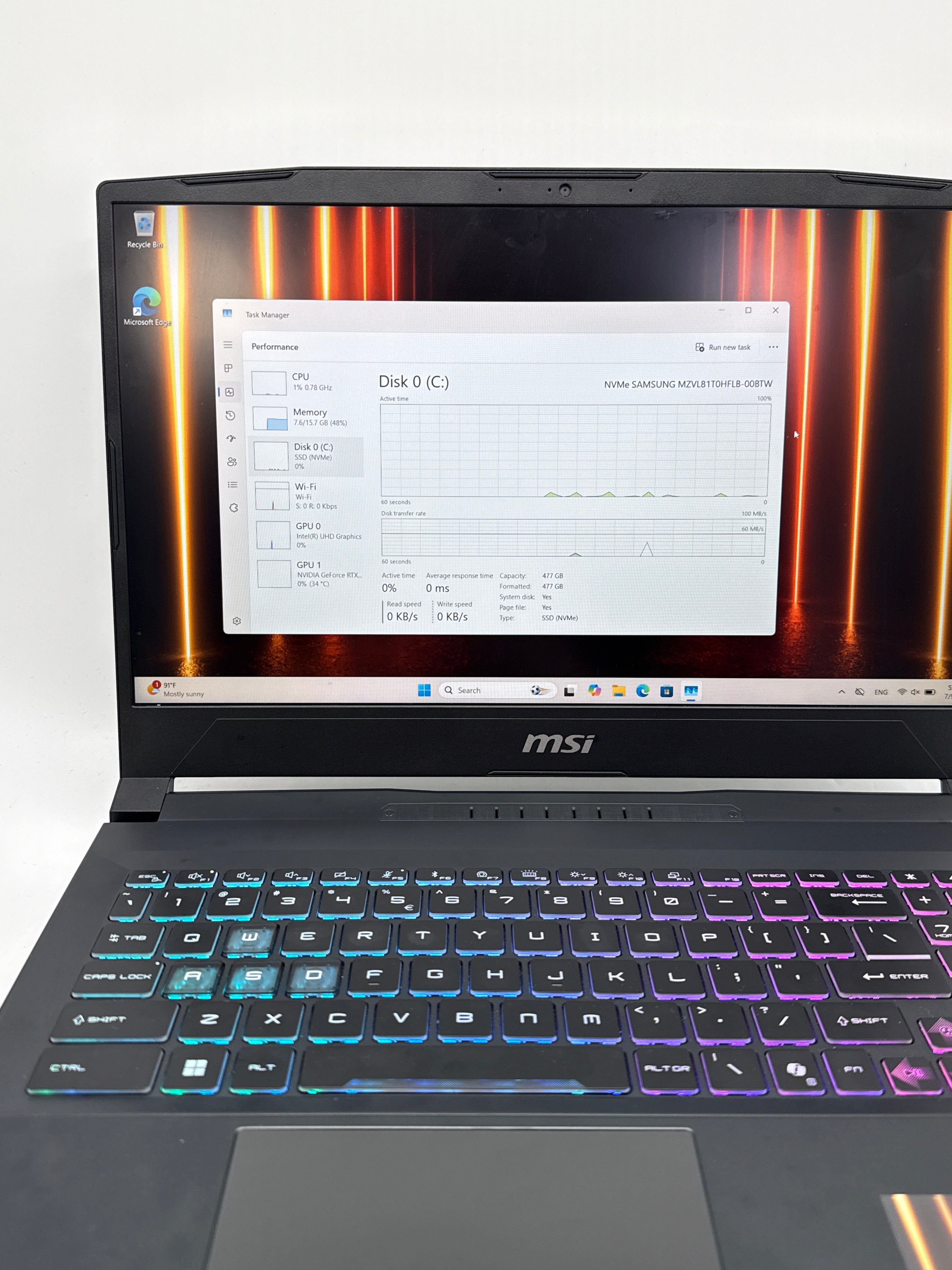 MSI Katana 15 HX B14WEK i7-14650HX 16GB RAM 512GB SSD RTX 5050 - Used