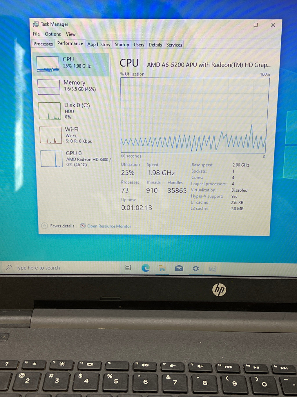 HP 15-af131dx AMD A6-5200 4GB RAM 500GB HDD - For Parts (Bad Battery)