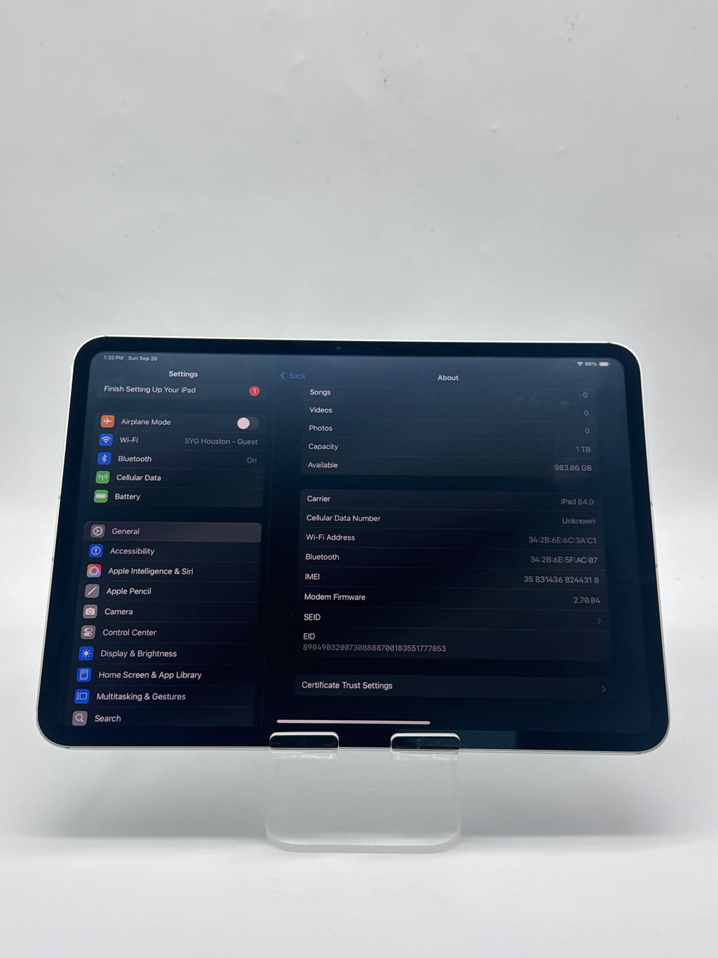 Apple iPad Pro 11" M4 1TB Wi-Fi + Cellular Silver - Used