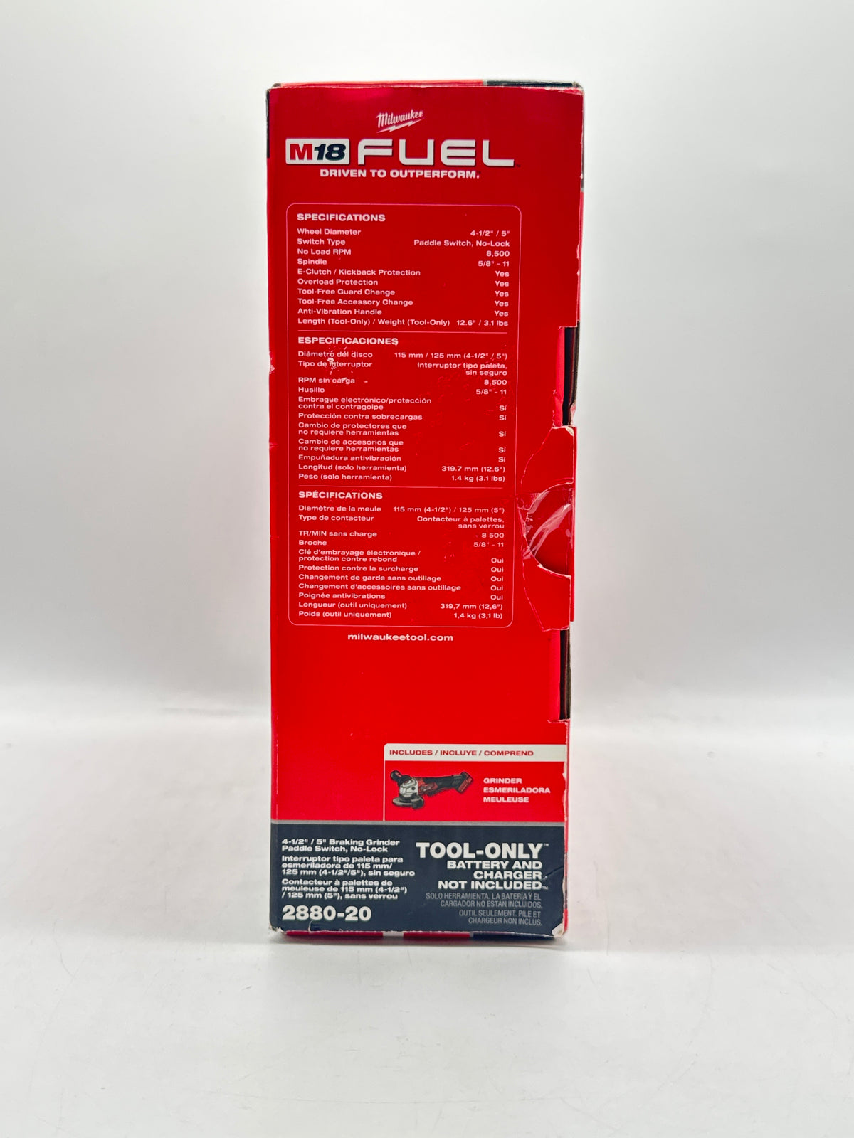 Milwaukee 2880-20 M18 FUEL 4-1/2"/5" Braking Grinder Tool Only - New