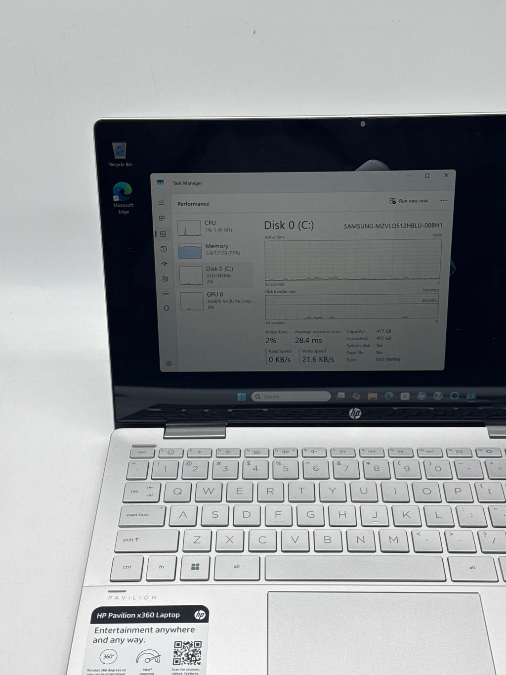 HP Pavilion x360 14-ek0033dx i5-1235U 8GB RAM 512GB SSD