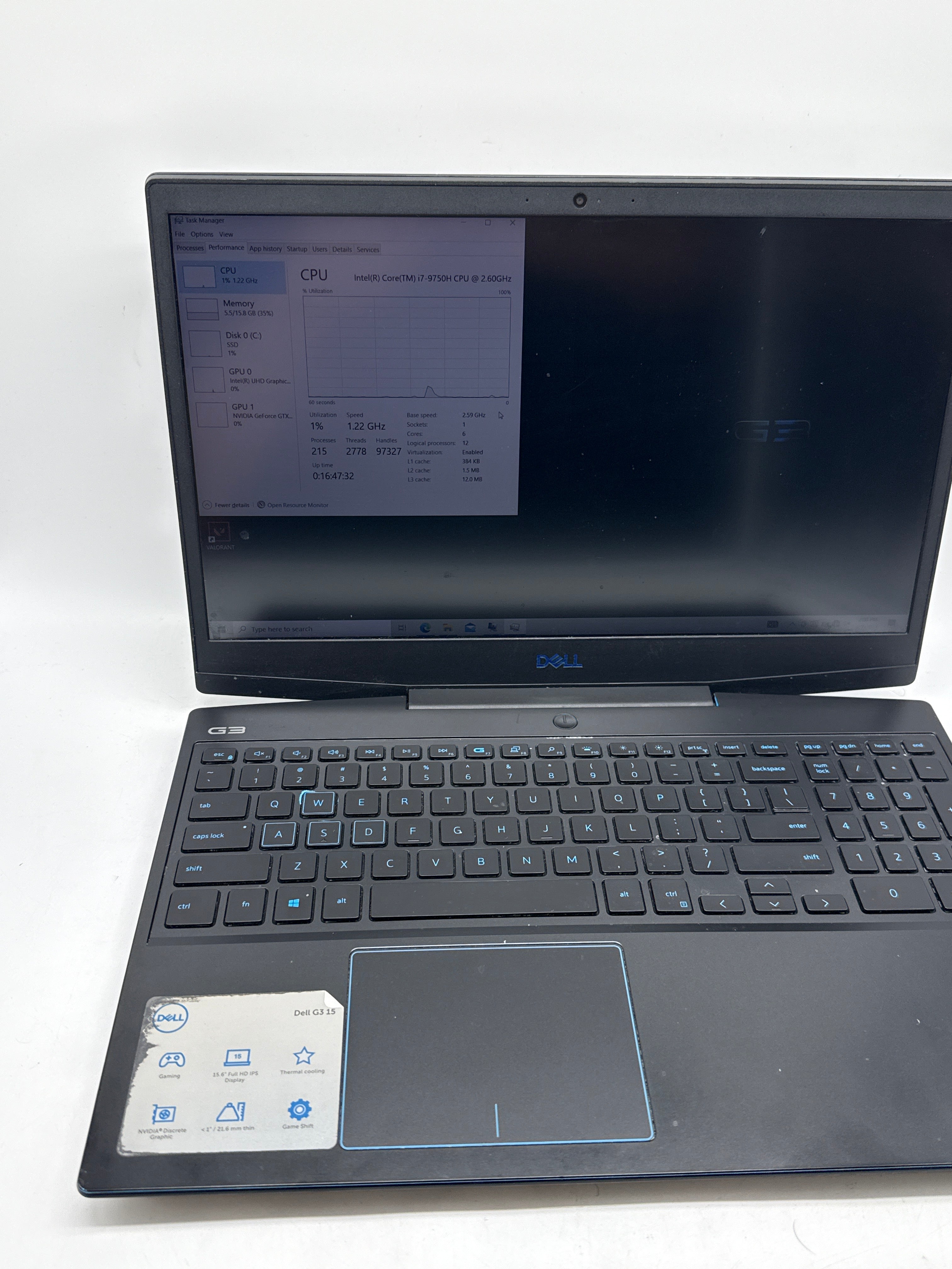 Dell G3 3590 15" Core i7-9750H 16GB 512GB SSD GTX 1660 Ti - For Parts