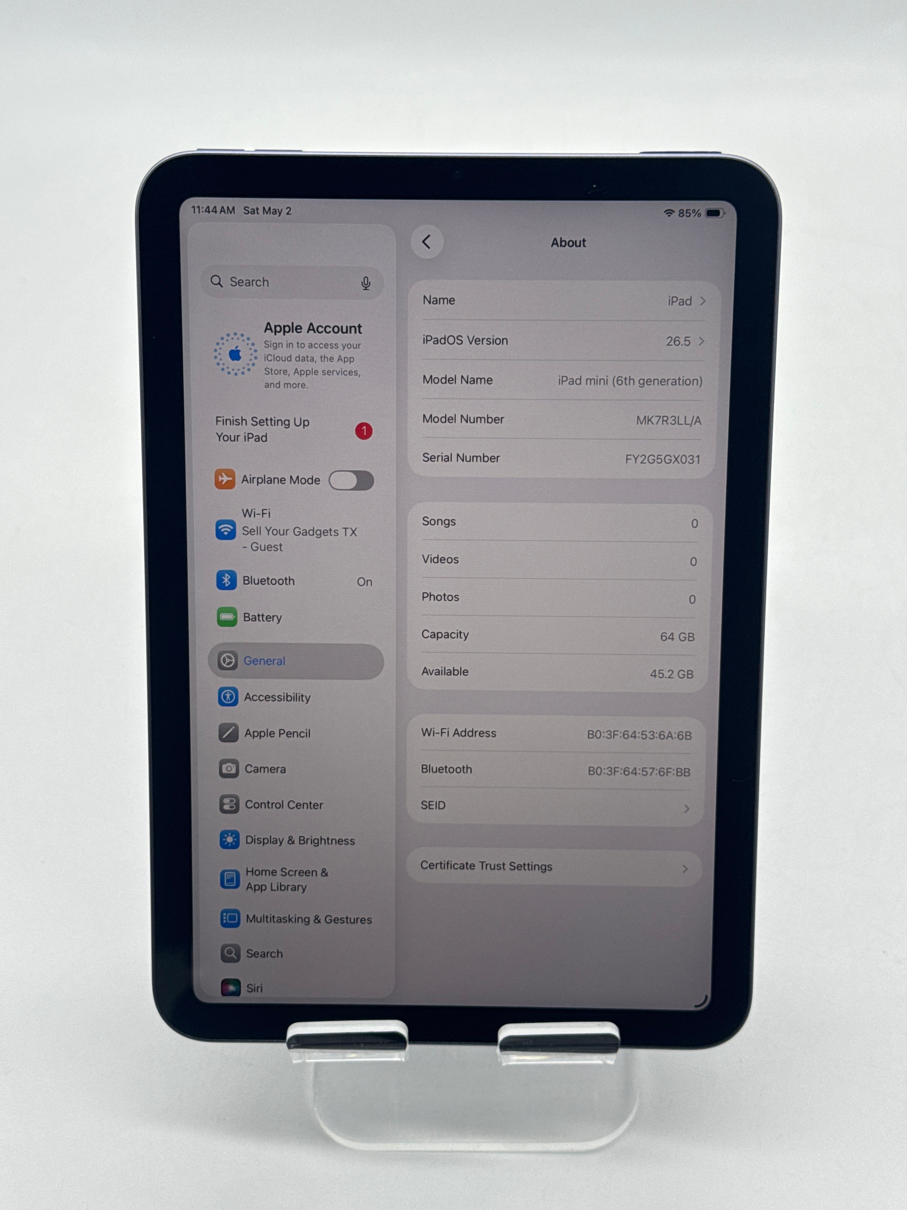 Apple iPad mini 6th Gen A2567 64GB Wi‑Fi - Purple