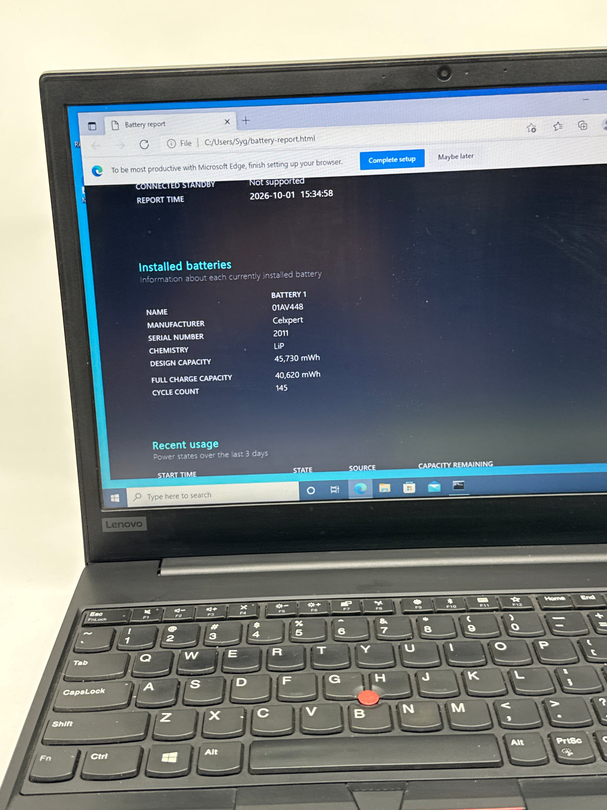 Lenovo ThinkPad E590 15.6in Core i5 8265U 8GB RAM 512GB SSD - Used
