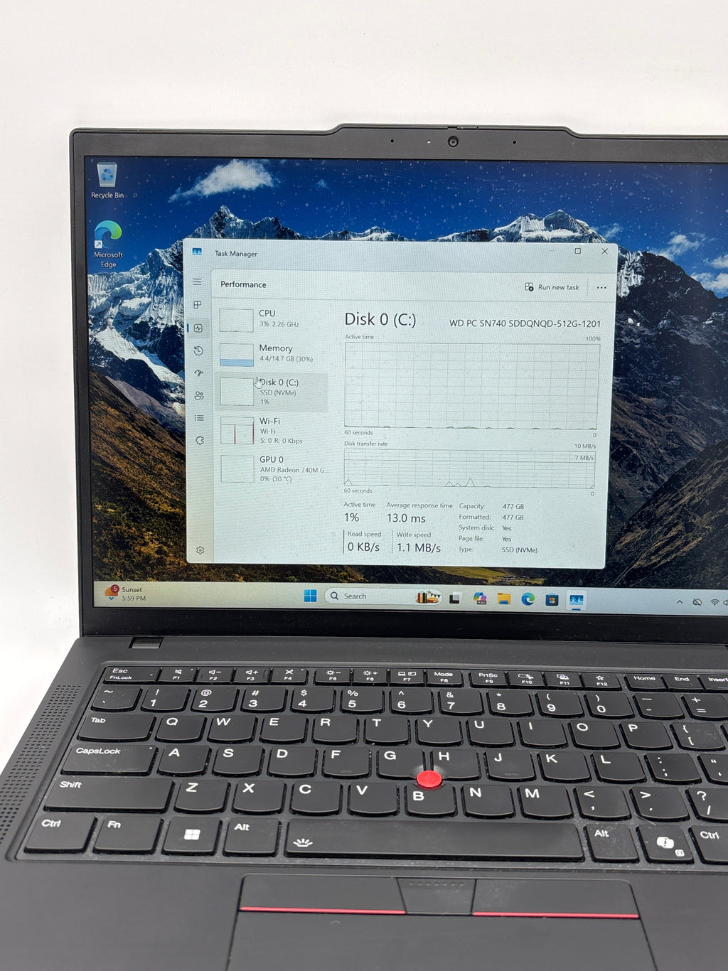 Lenovo ThinkPad T14 Gen 5 Ryzen 5 PRO 8540U 16GB RAM 512GB SSD Black - Used
