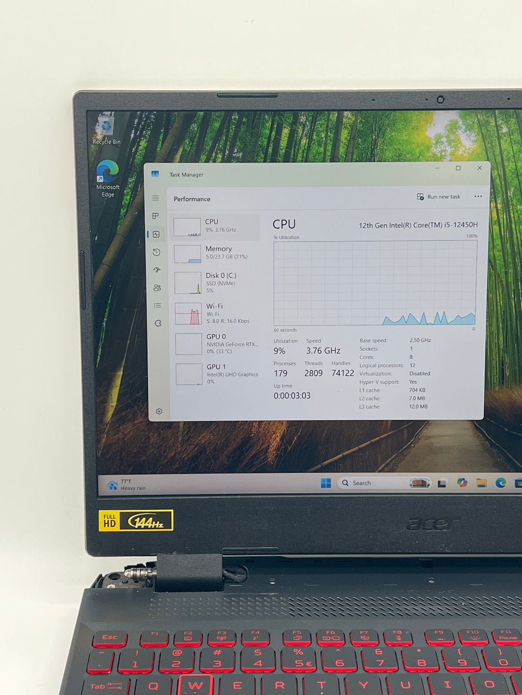 TX01-54482 Asus Nitro 5 15-inch Core i5 12th Gen 24GB RAM 500GB RTX 3050 Ti Black
