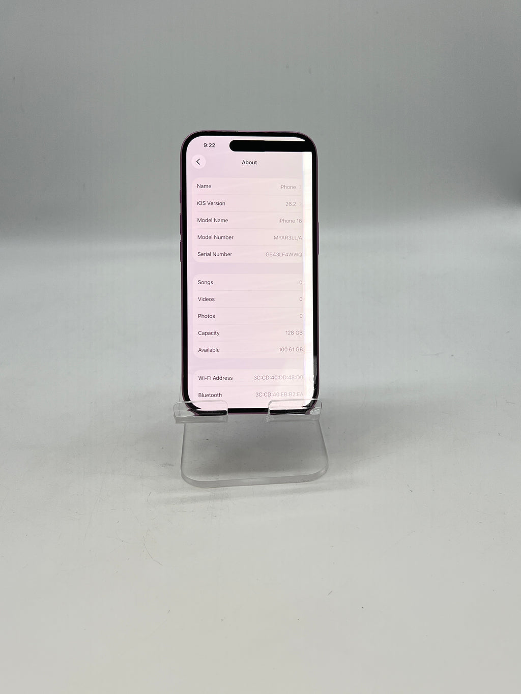 Apple iPhone 16 128 GB Unlocked Pink - For Parts Bad LCD