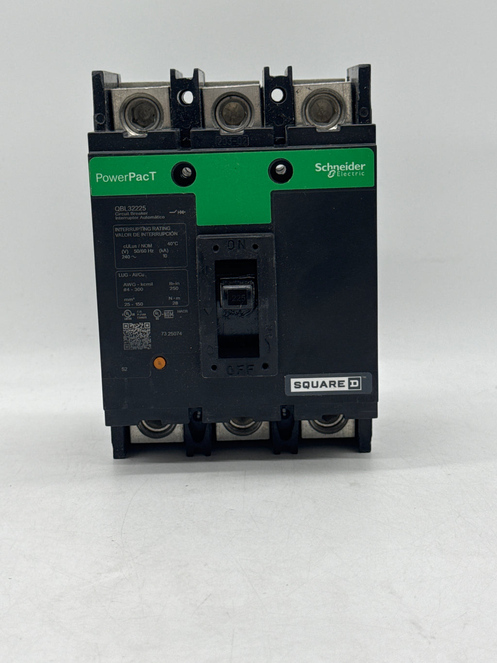 Schneider Electric QBL32225 Square D 3-Pole 225A Circuit Breaker - New Open Box