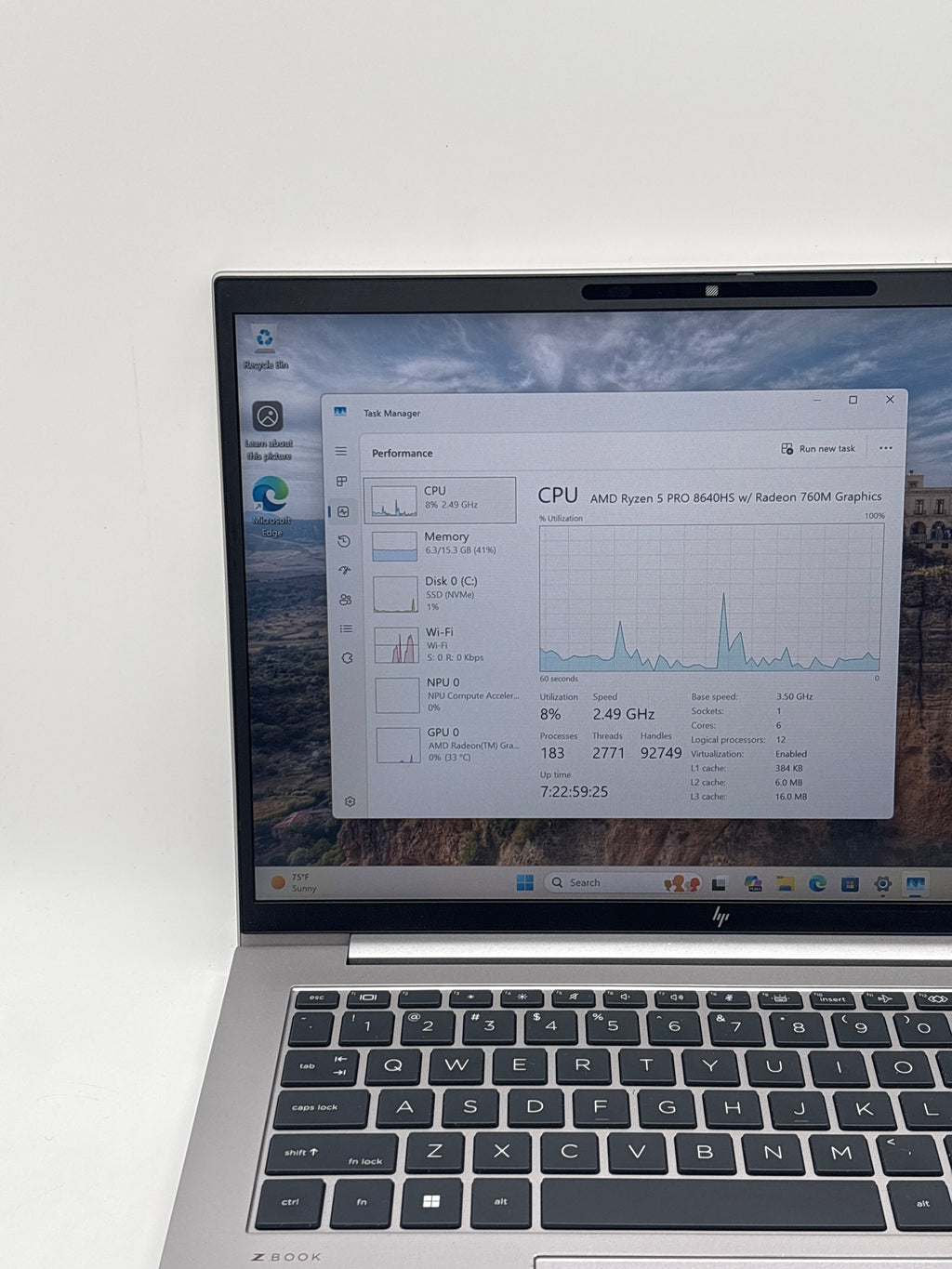 HP ZBook Firefly 14 G11 Ryzen 5 Pro 8640HS 16GB RAM 256GB SSD