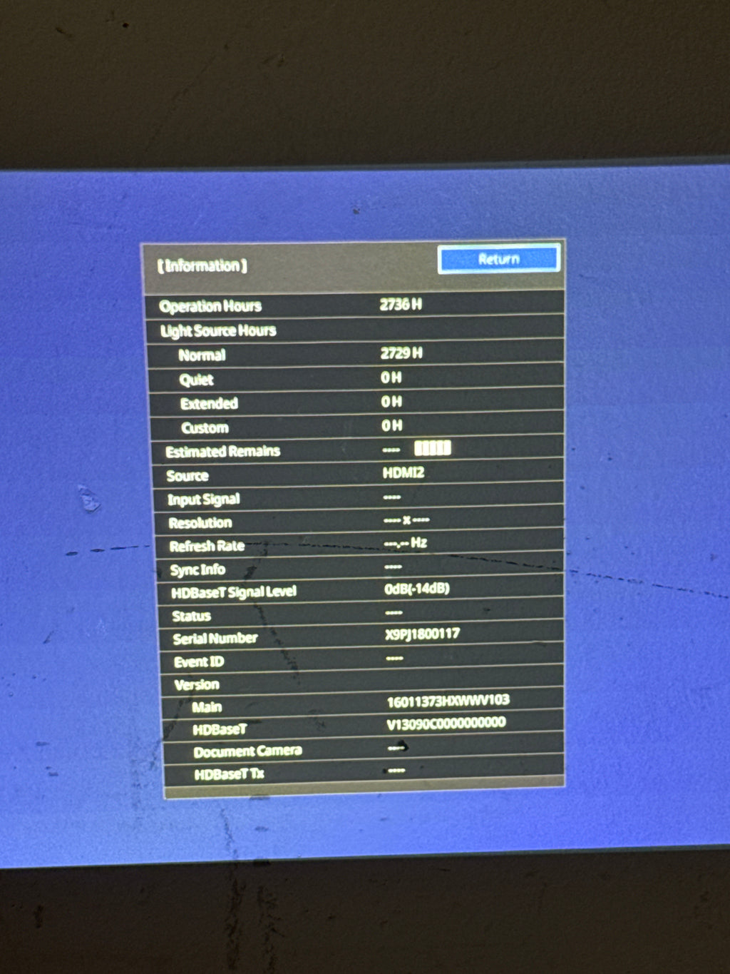 Epson PowerLite EB-L630U WUXGA 3LCD 6200 Lumen Projector - Used