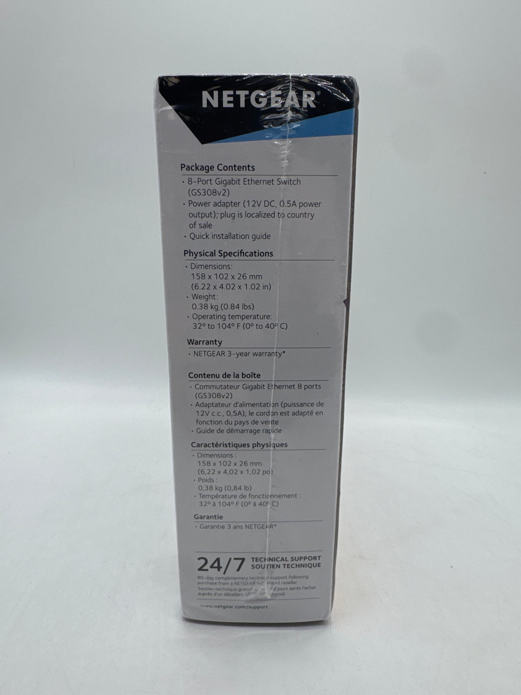 NETGEAR 8-Port Gigabit Ethernet Switch Model GS308-100PAS - New In Box