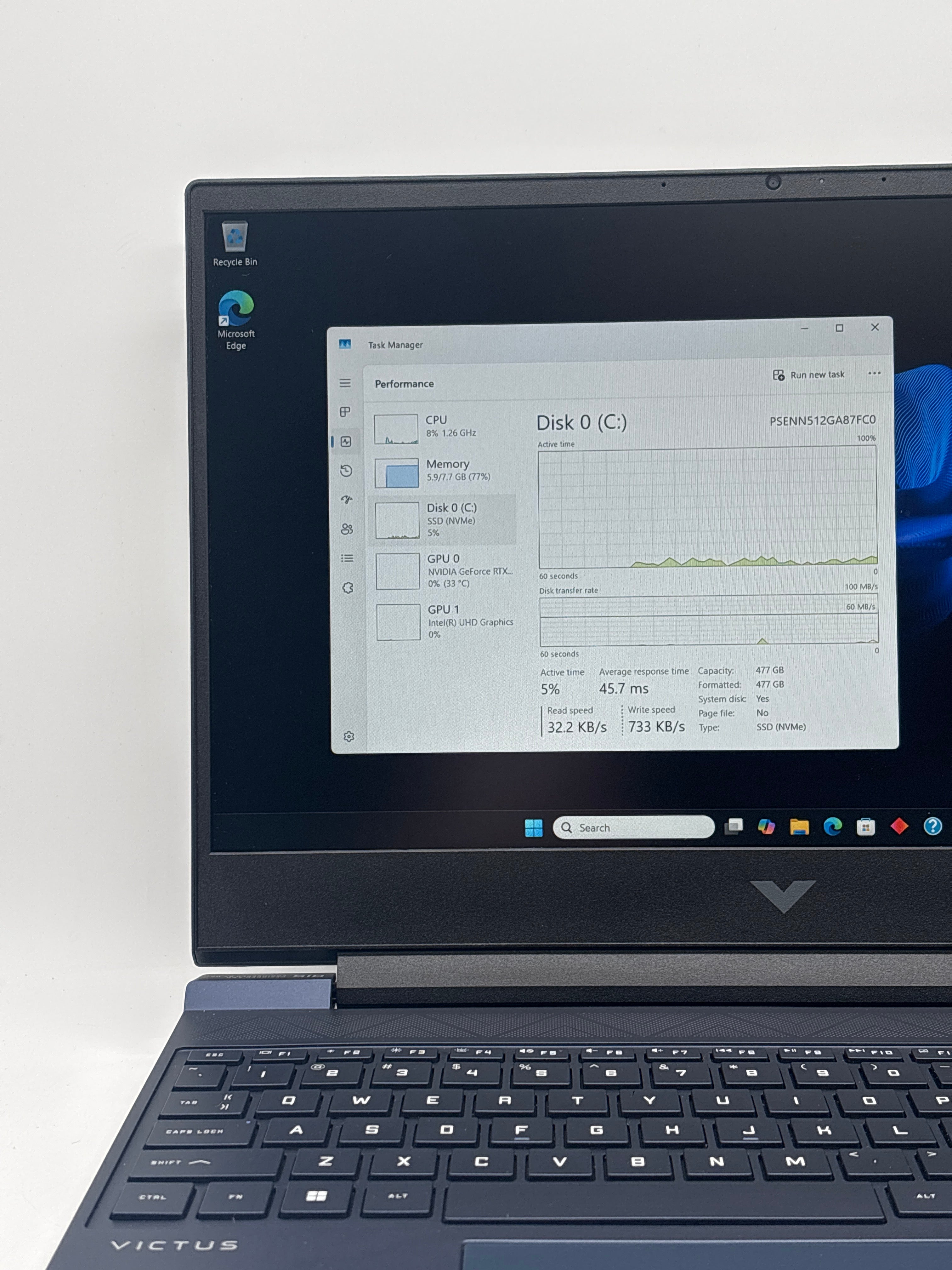 HP Victus 15-fa0033dx 15.6" i5 12th Gen 8GB RAM 512GB RTX 3050 Blue