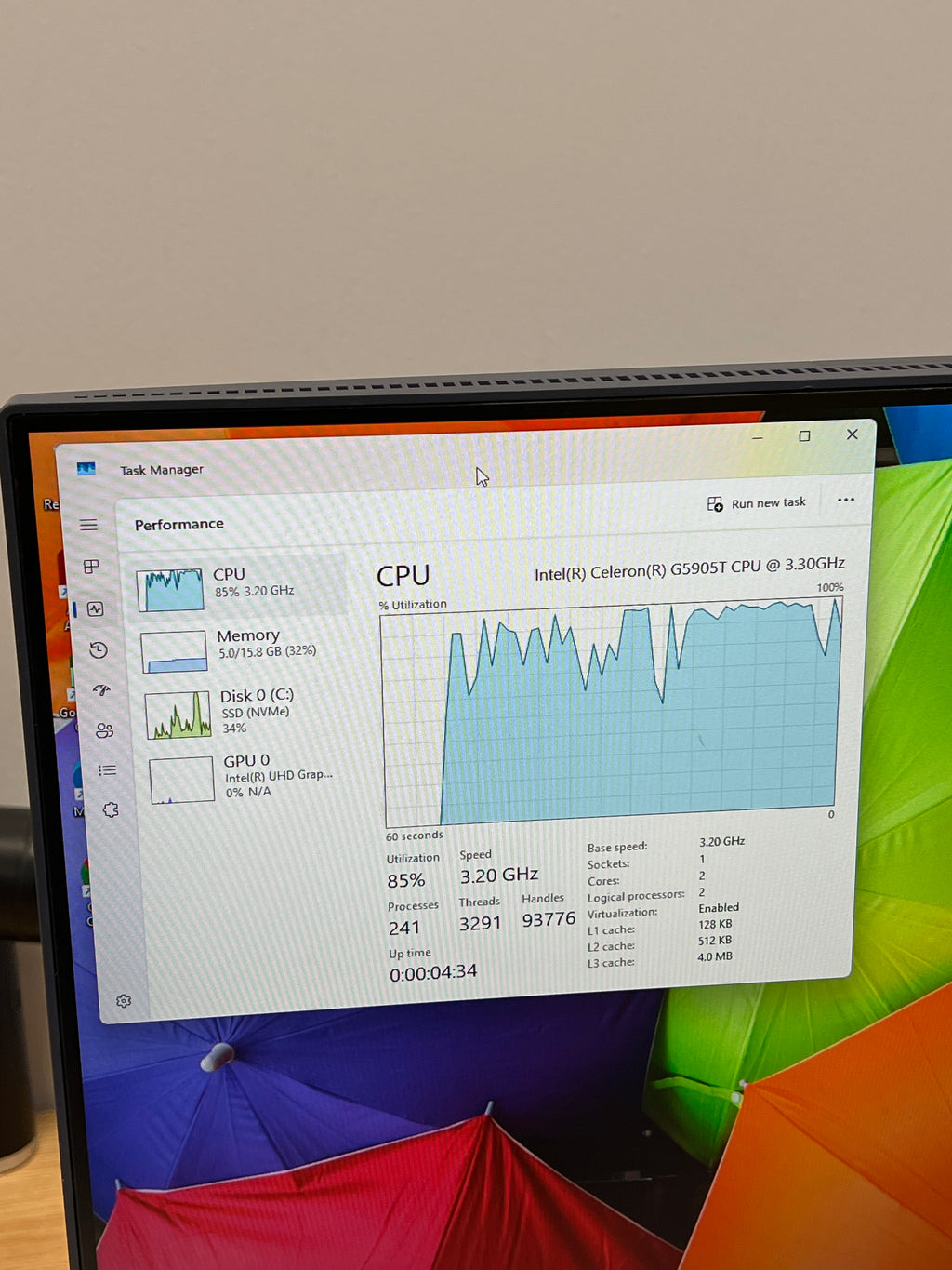 HP 22-DF0013W 21.5in G5905T 4GB RAM 256GB SSD All-in-One PC Used
