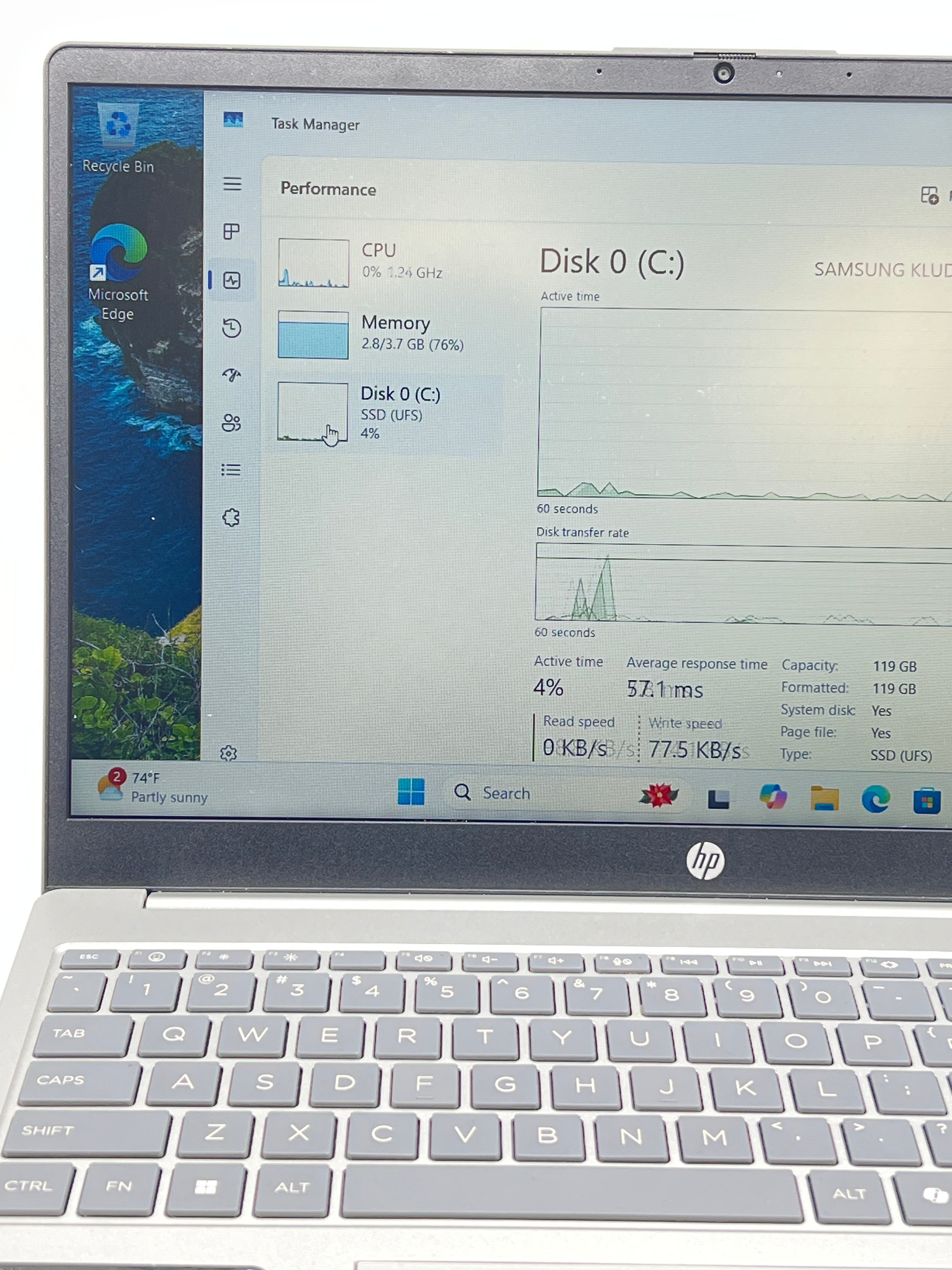 HP 15-FD0084WM Silver Laptop Intel N200 4GB RAM 128GB SSD