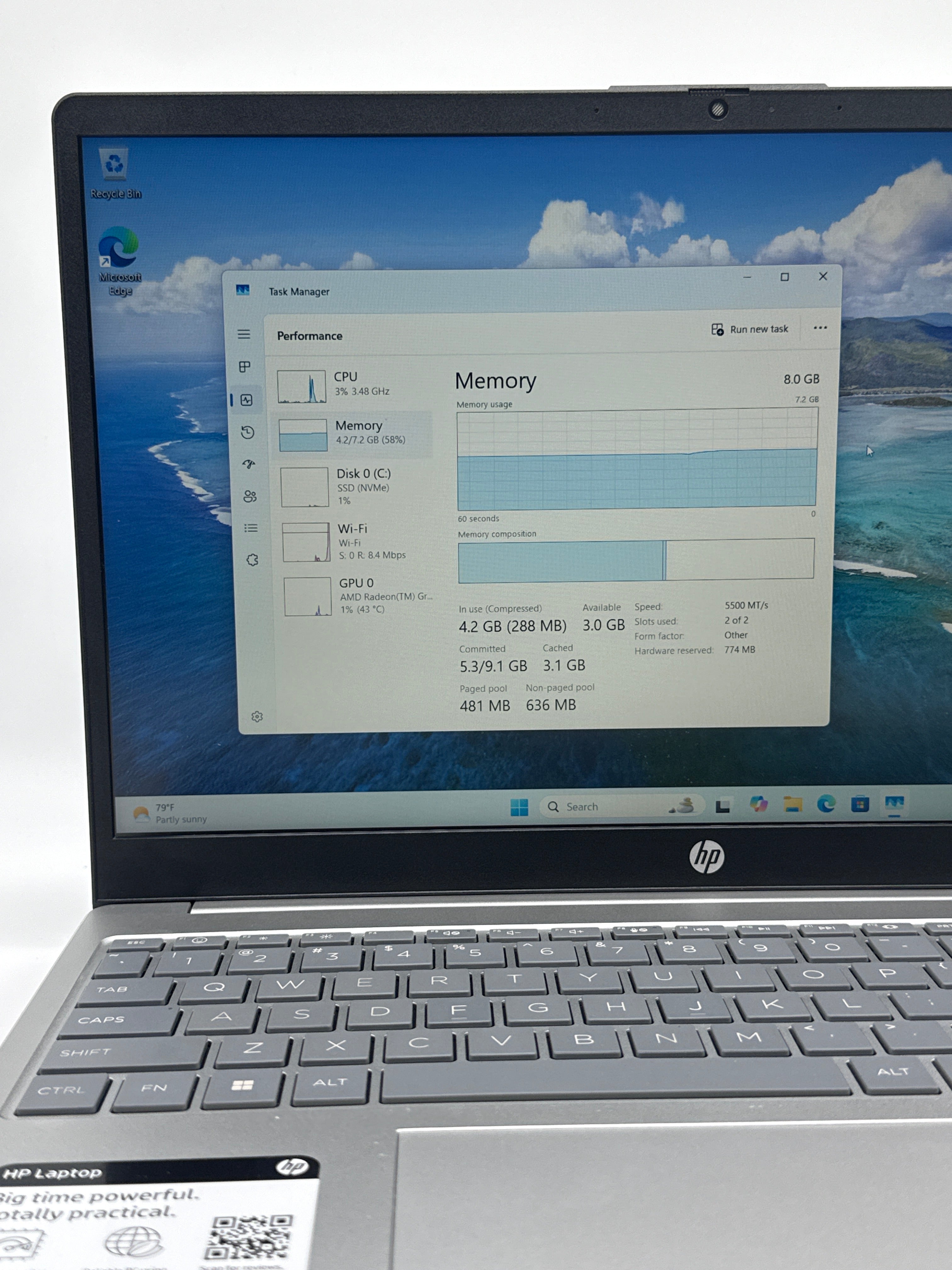HP 15-fc0013od AMD Ryzen 3 7320U 8GB RAM 256GB SSD