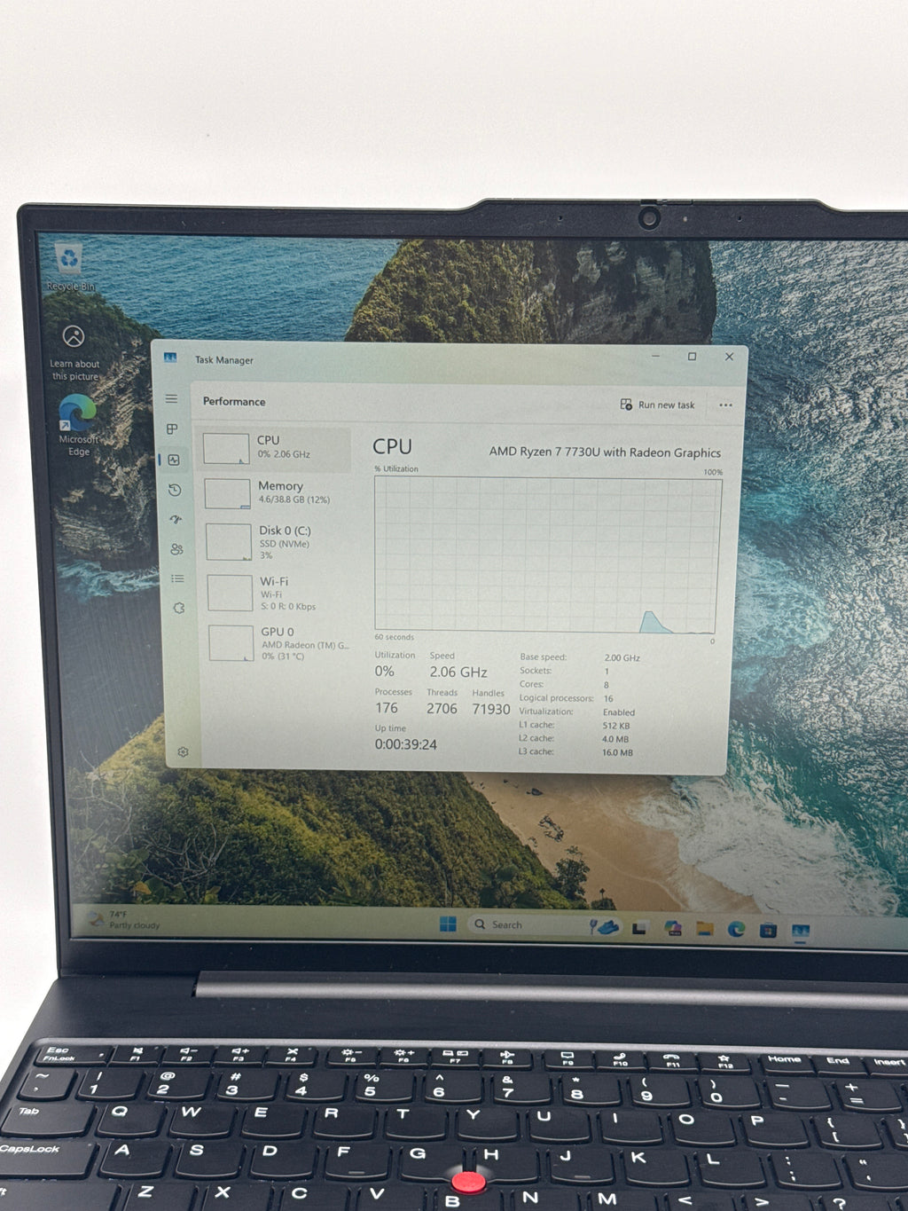Lenovo ThinkPad E16 Gen 1 Ryzen 7 7730U 40GB RAM 1TB SSD