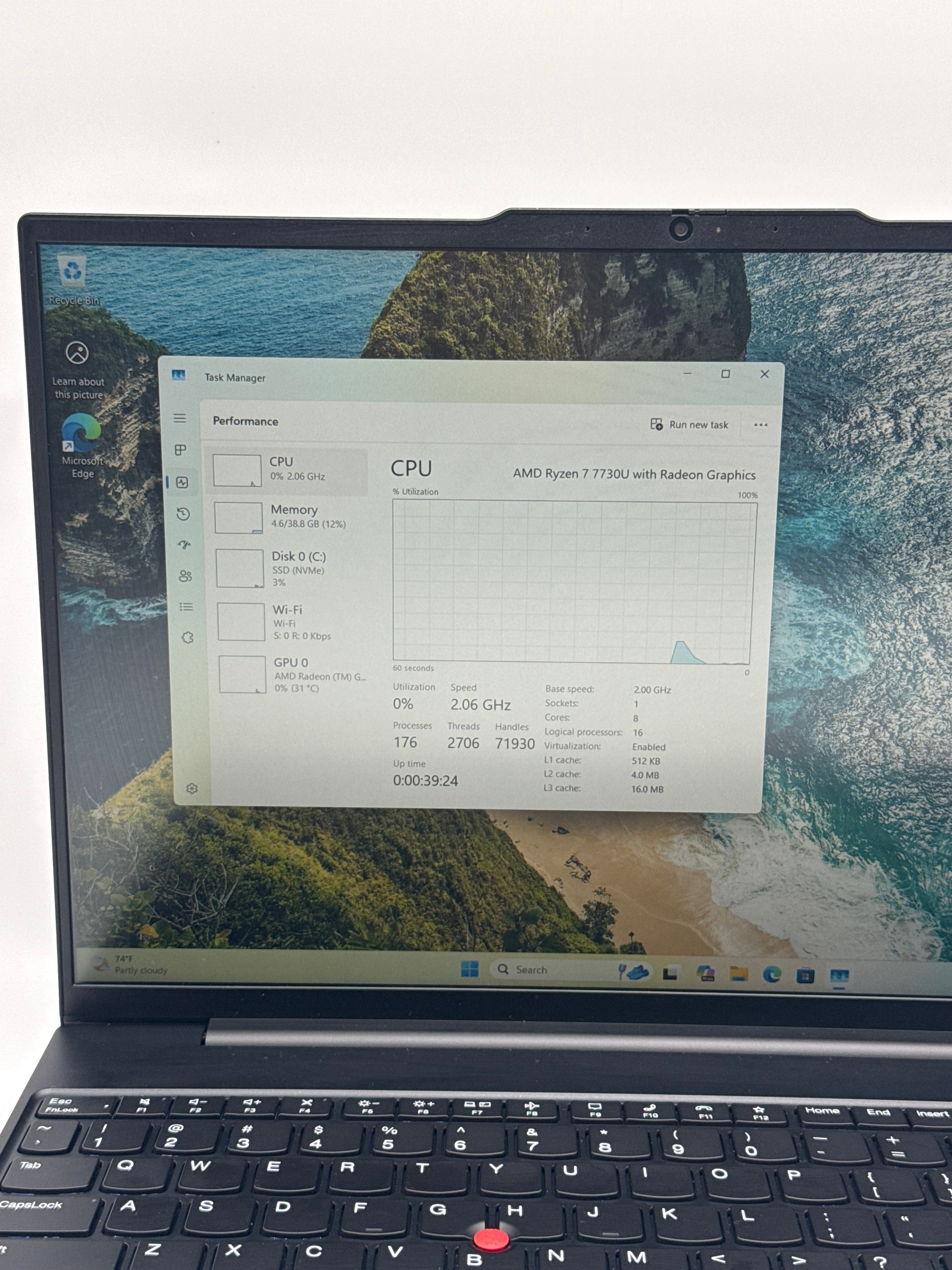 Lenovo ThinkPad E16 Gen 1 Ryzen 7 7730U 40GB RAM 1TB SSD