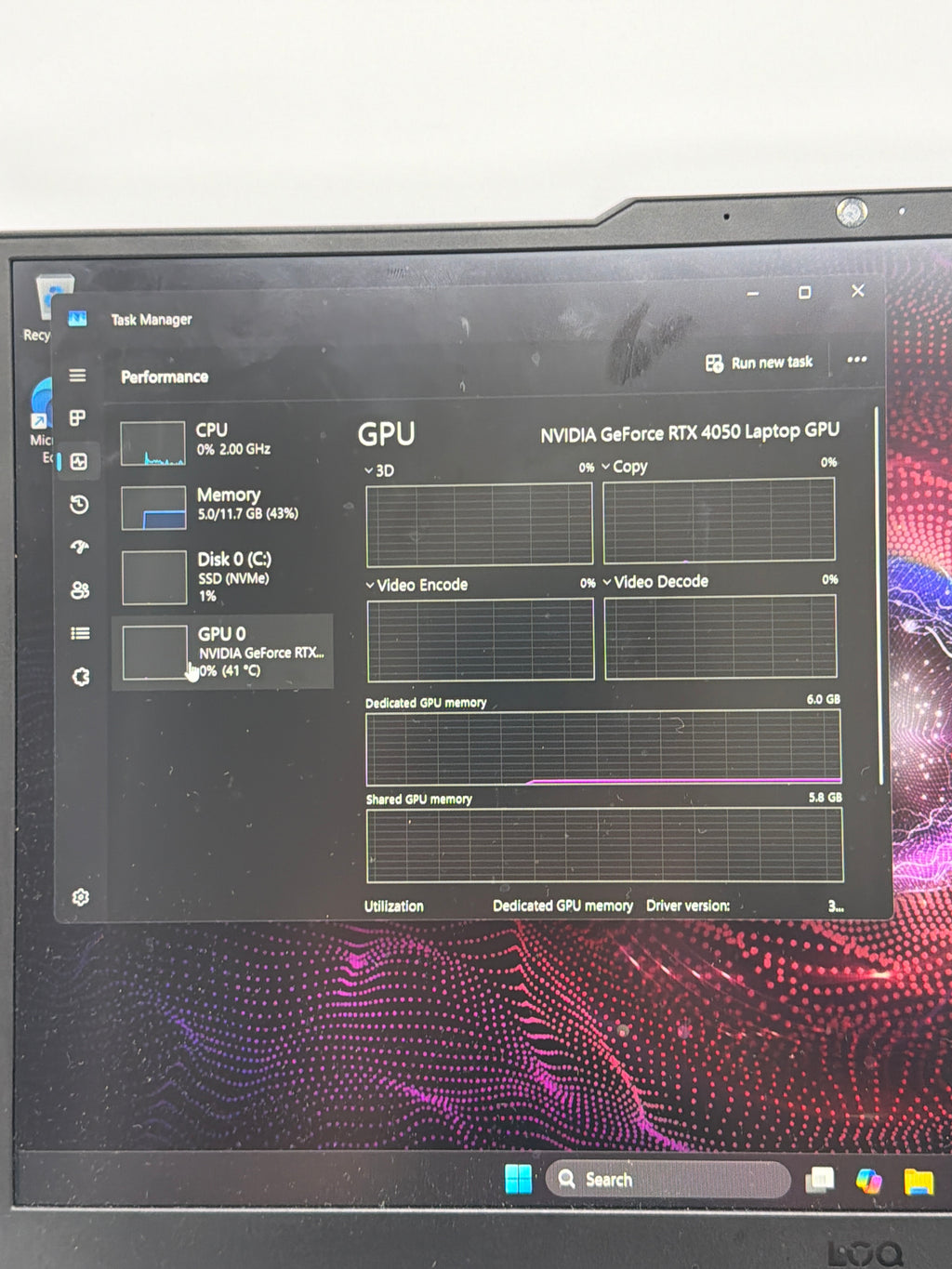 Lenovo LOQ 15ARP9 15.6" Ryzen 5 12GB RAM 512GB SSD RTX 4050 Gray