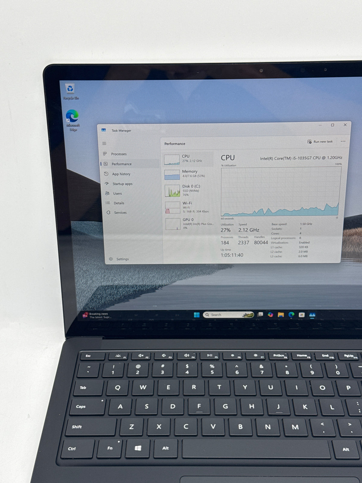 Microsoft Surface Laptop 3 1868 13" Intel Core i5-1035G7 8GB RAM 256GB SSD Black - Used