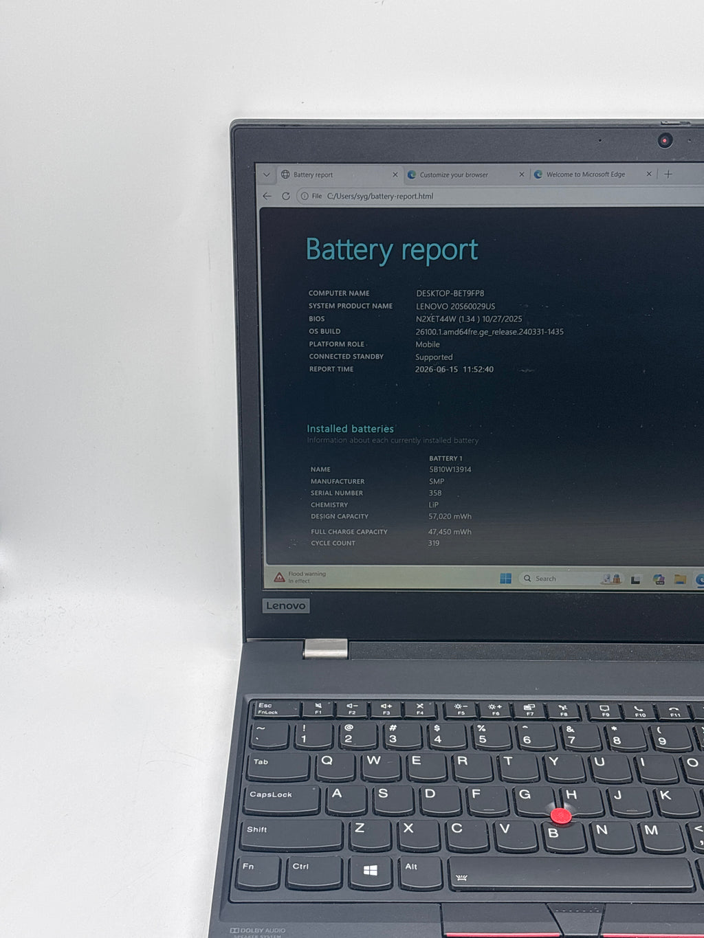 Lenovo ThinkPad T15 Gen 1 i5-10210U 16GB RAM 256GB SSD Used