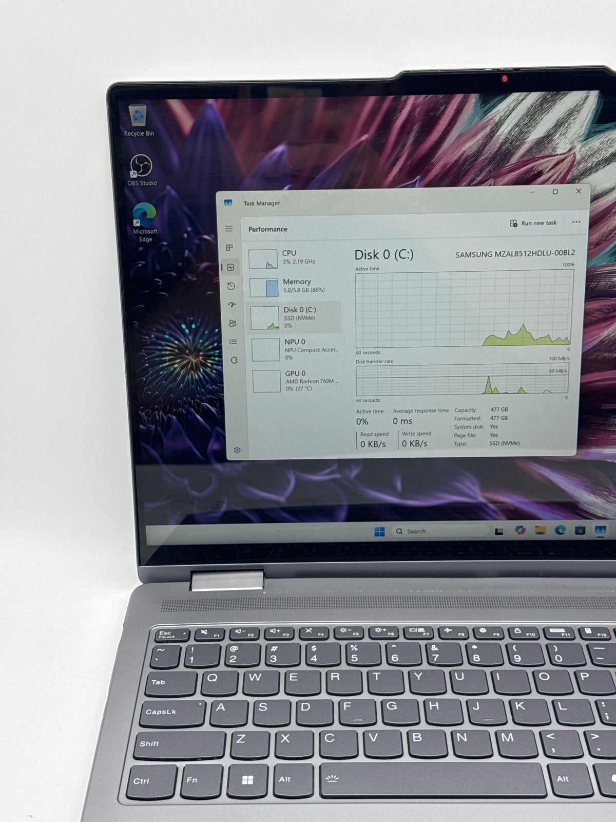 Lenovo Yoga 2-in-1 16AHP9 16" Ryzen 5 8640HS 8GB RAM 512GB SSD Gray - READ