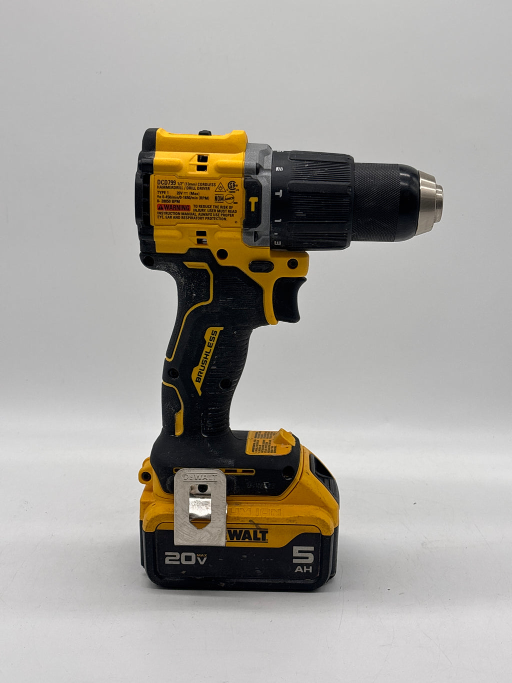 DeWalt DCD799 20V Cordless Hammer Drill Driver Battery and Charger Used